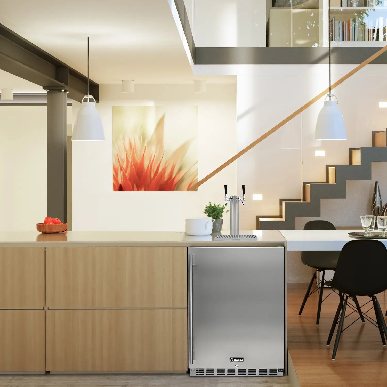 Kegco 24" Wide Dual Tap Stainless Steel Built-In Right Hinge Kegerator with Kit- Indoor