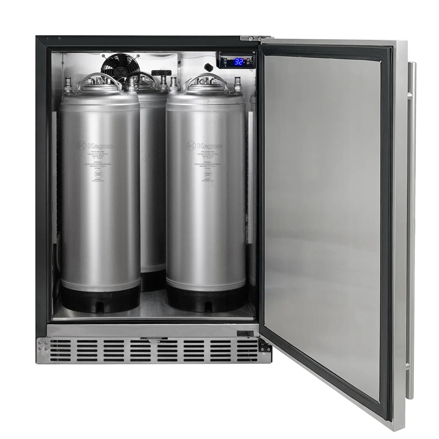 Kegco 24" Wide Cold Brew Coffee Triple Tap Black Commercial Built-In Right Hinge Kegerator-Indoor