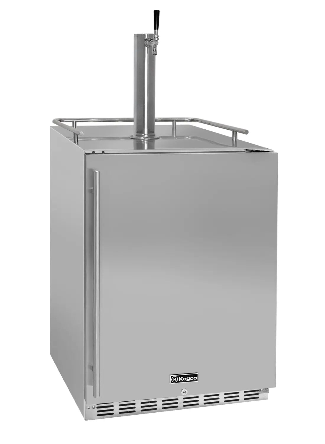 Kegco 24" Wide Homebrew Single Tap All Stainless Steel Built-In Right Hinge Kegerator-Outdoor