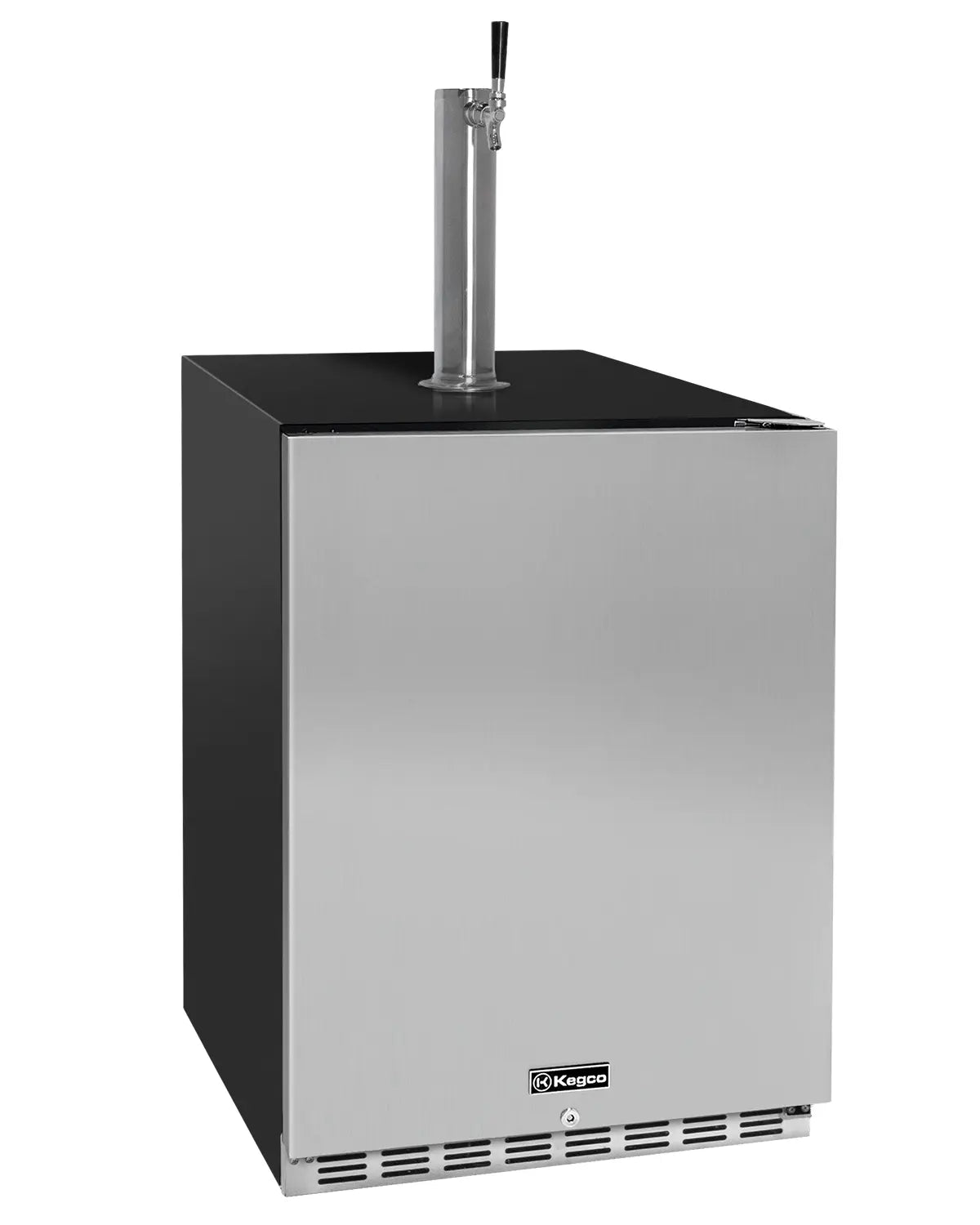 Kegco 24" Wide Single Tap Stainless Steel Built-In Right Hinge ADA Kegerator with Kit