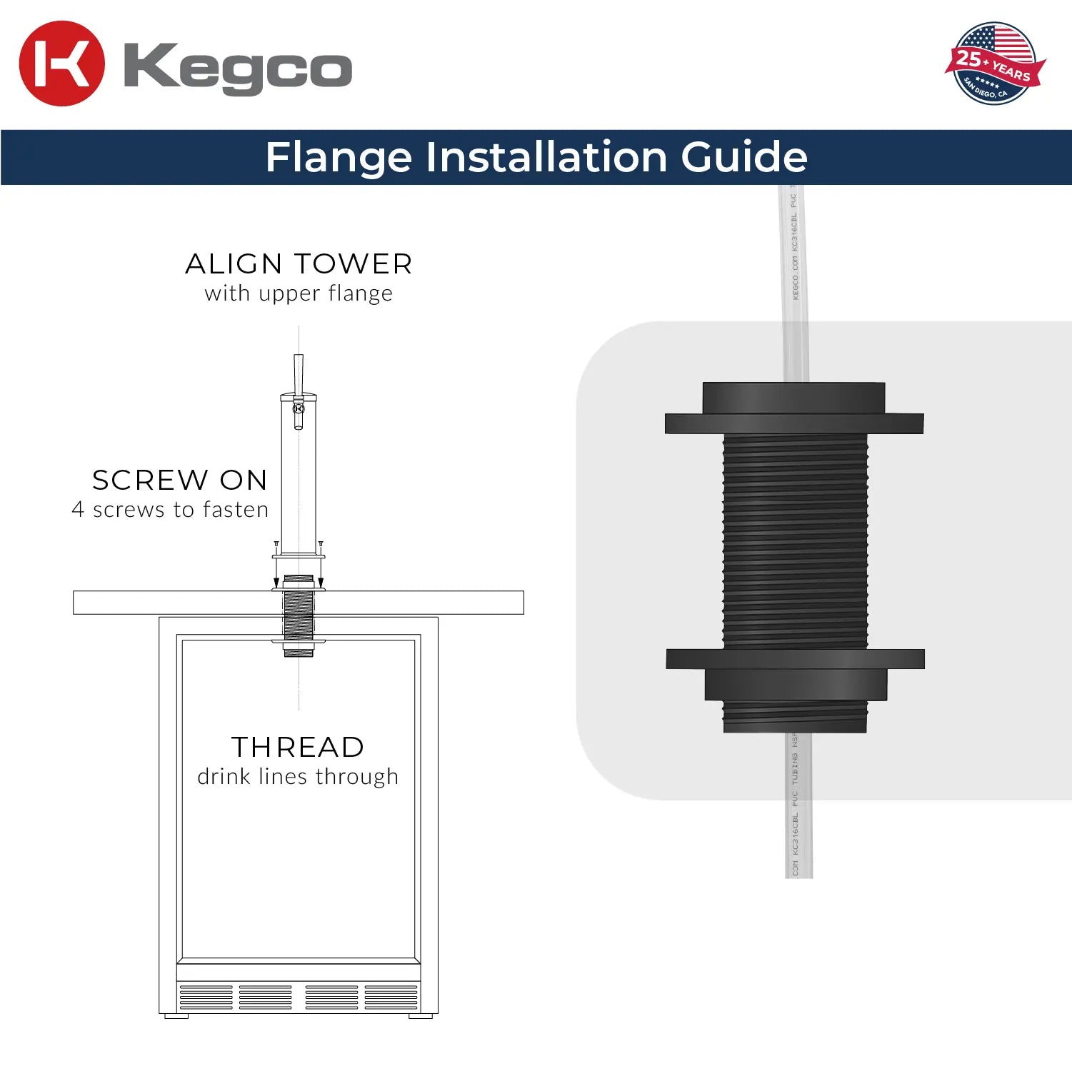 Kegco 24" Wide Single Tap Stainless Steel Built-In Right Hinge Kegerator with Kit- Indoor