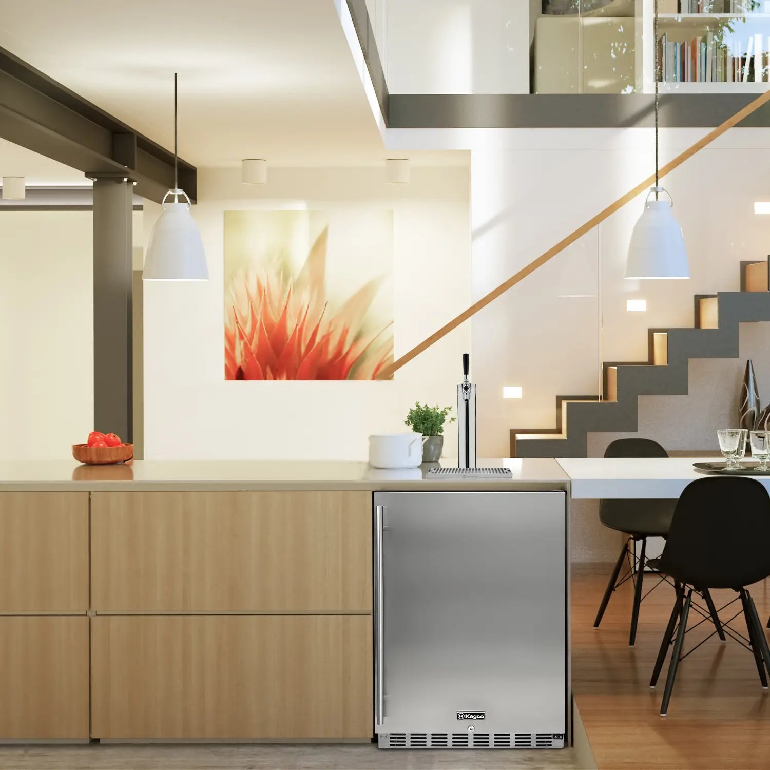 Kegco 24" Wide Single Tap Stainless Steel Built-In Right Hinge Kegerator with Kit- Indoor