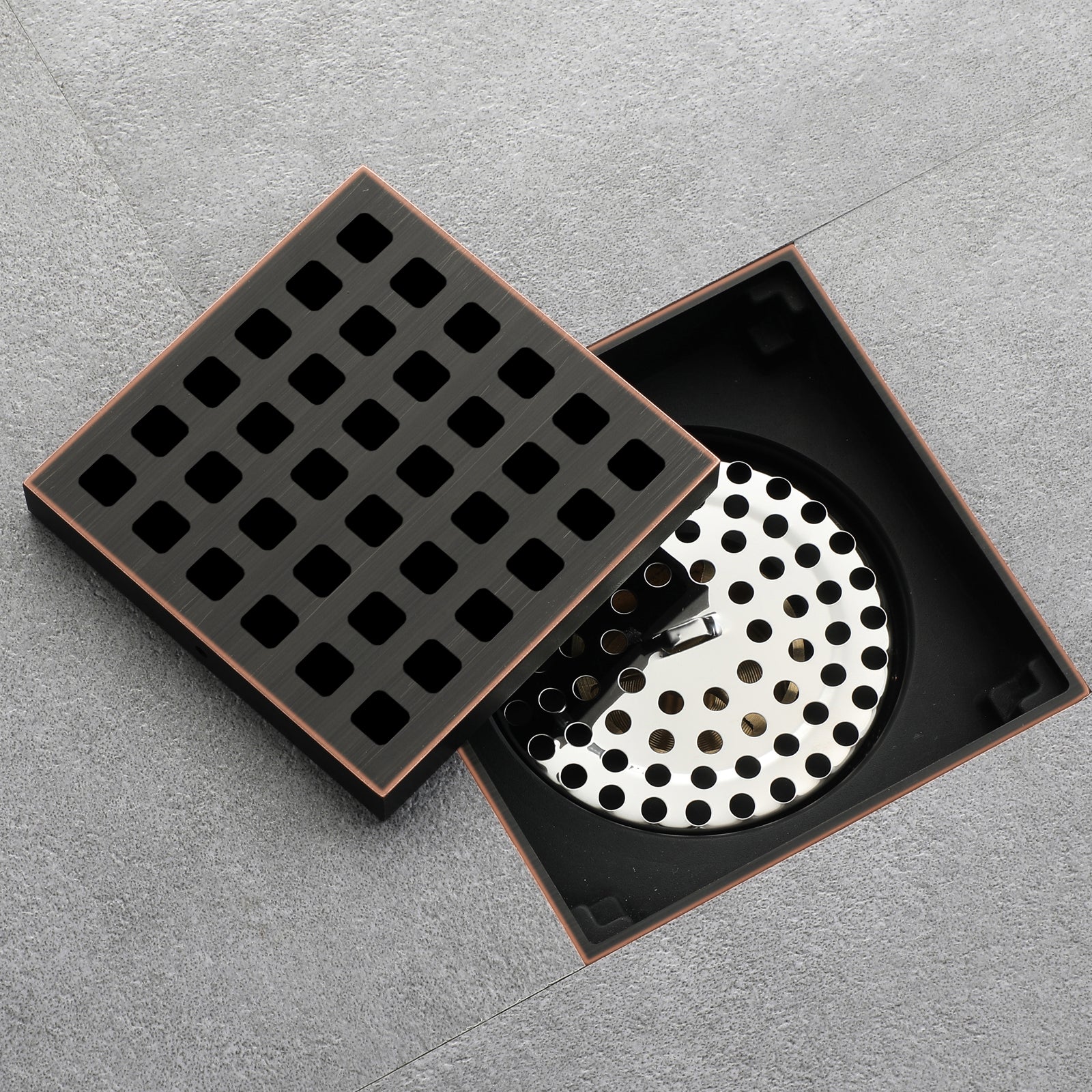 Oil rubbered bronze brass shower drain 4 or 8 inch  with ABS base