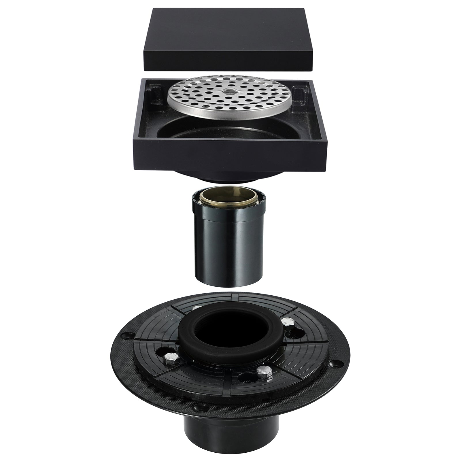 Matte Black brass floor drain 4x4inch