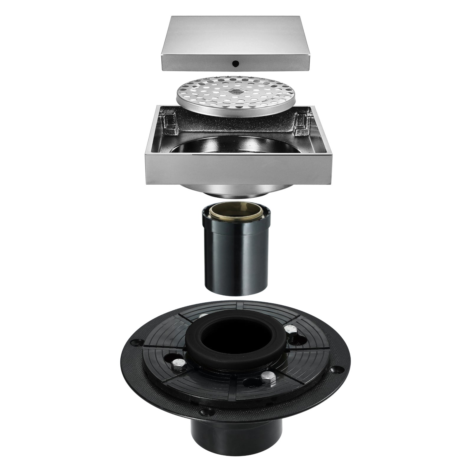 Chrome brass floor drain 4x4inch