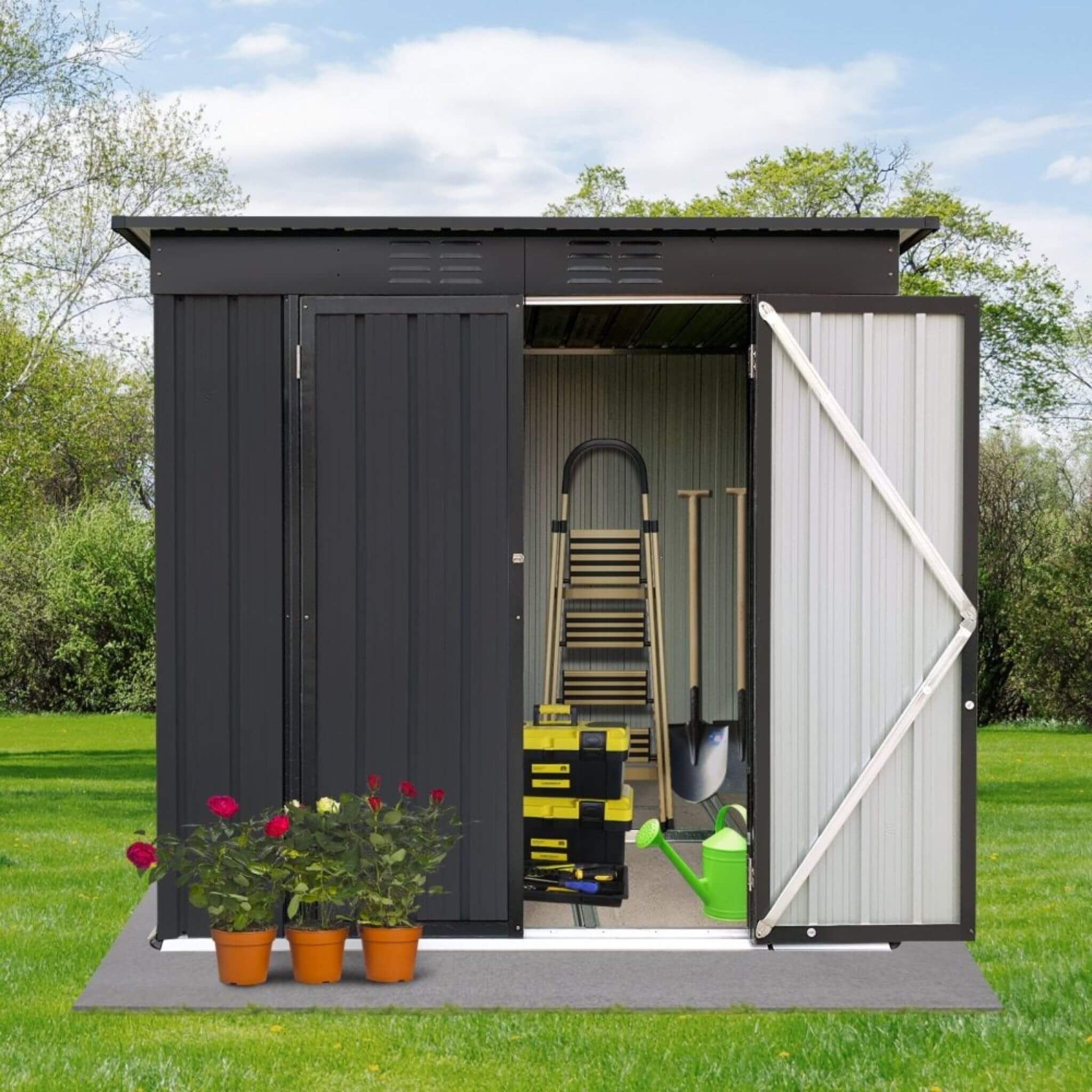 [04X06FT] Alora Premium Small Outdoor Metal Garden Storage Shed (SAK67084)