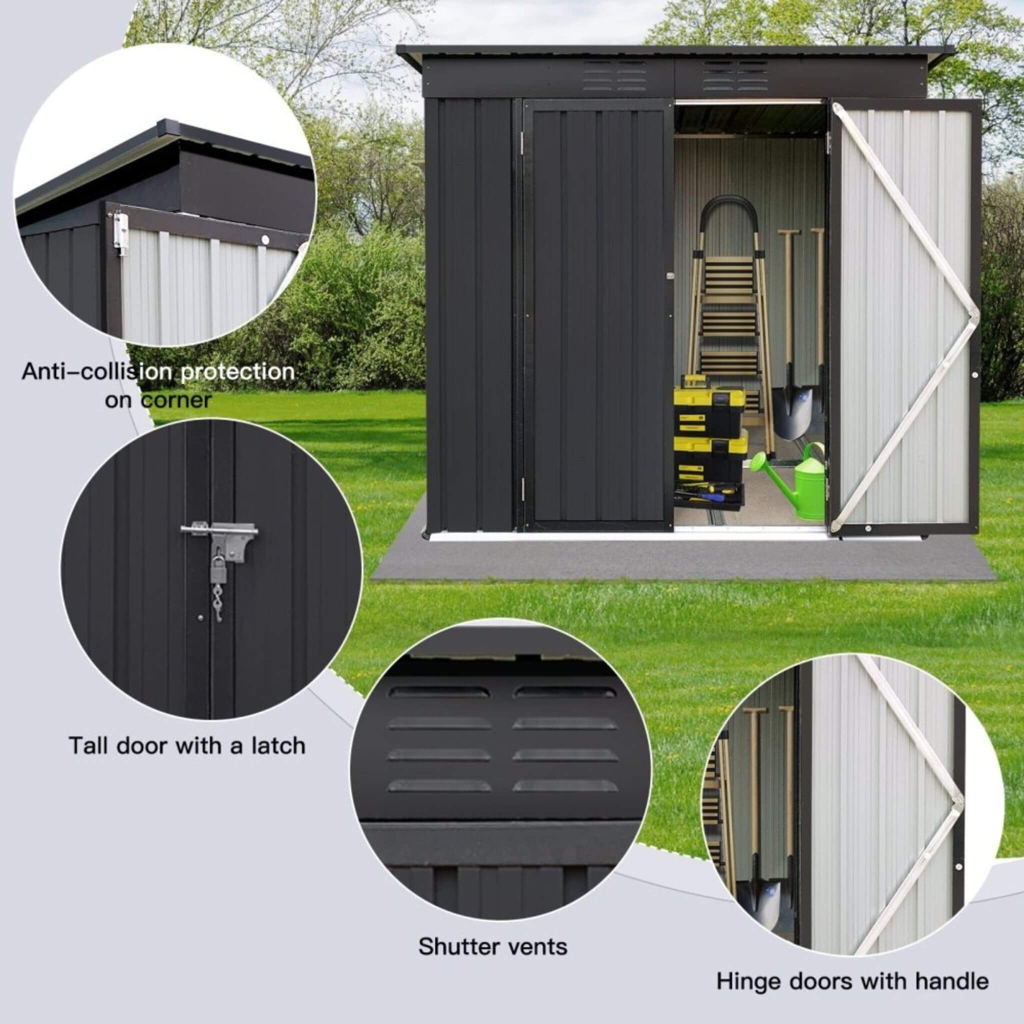 [04X06FT] Alora Premium Small Outdoor Metal Garden Storage Shed (SAK67084)