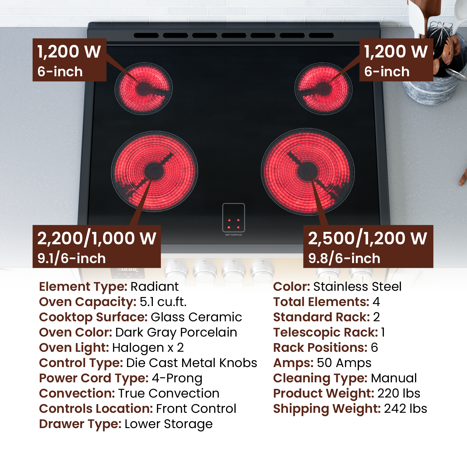 Rangaire 30" Electric Range AirFry Convection Oven Slide-in Stainless Steel RRE303TS