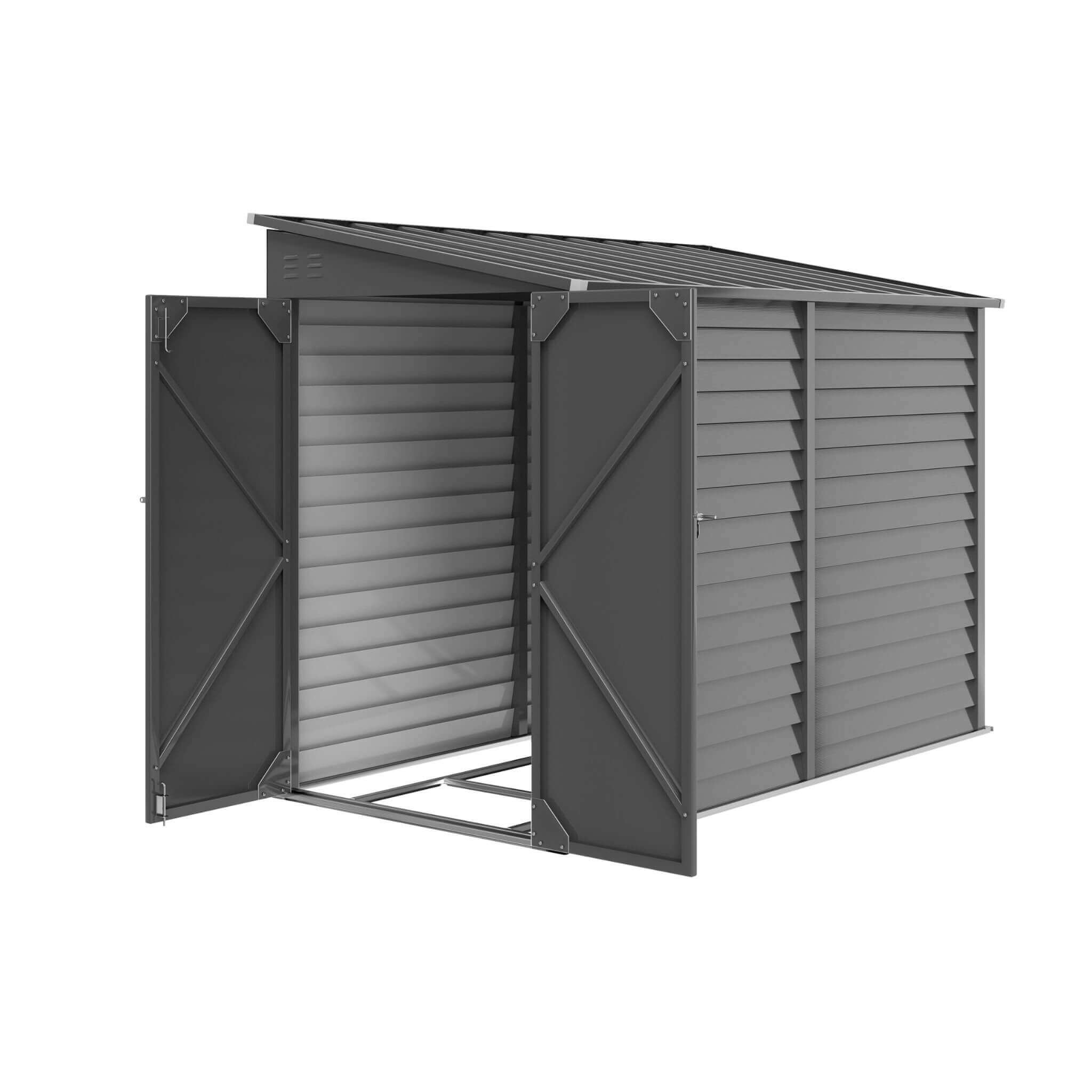 [05X09] Heavy-Duty Outdoor Galvanized Steel Storage Shed With Lockable Doors (SAK80637)