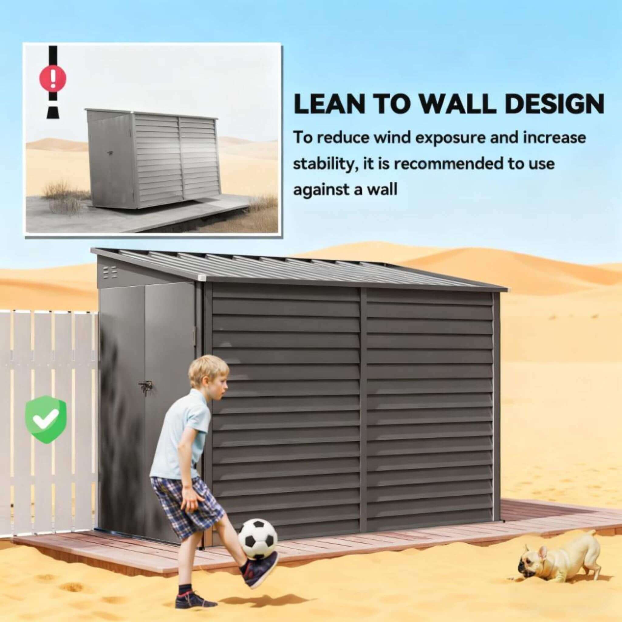 [05X09] Heavy-Duty Outdoor Galvanized Steel Storage Shed With Lockable Doors (SAK80637)