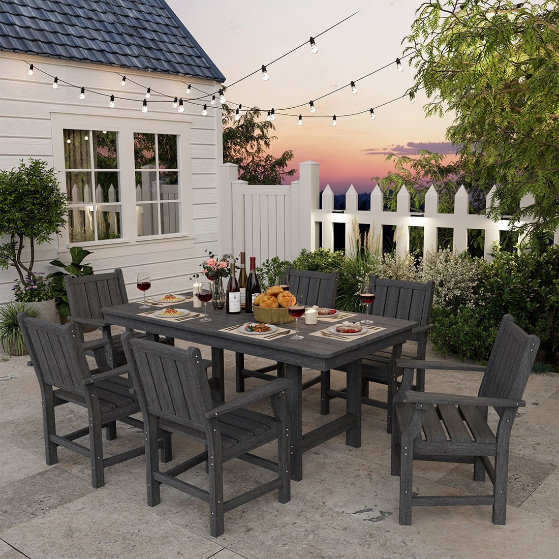 Pamapic 7-Piece HDPE Patio Dining Set