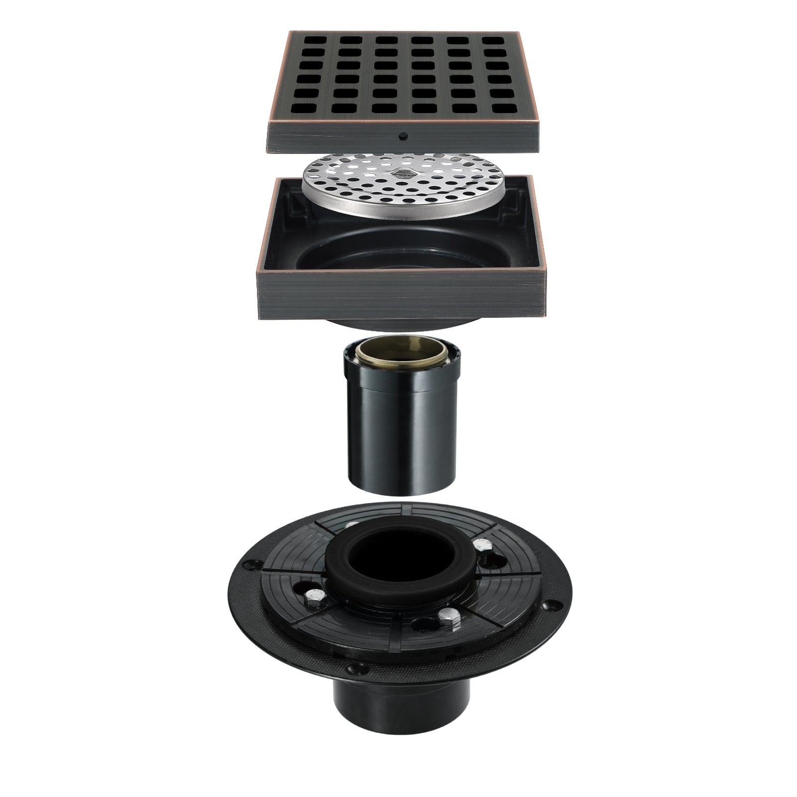 Oil rubbered bronze brass shower drain 4 or 8 inch  with ABS base