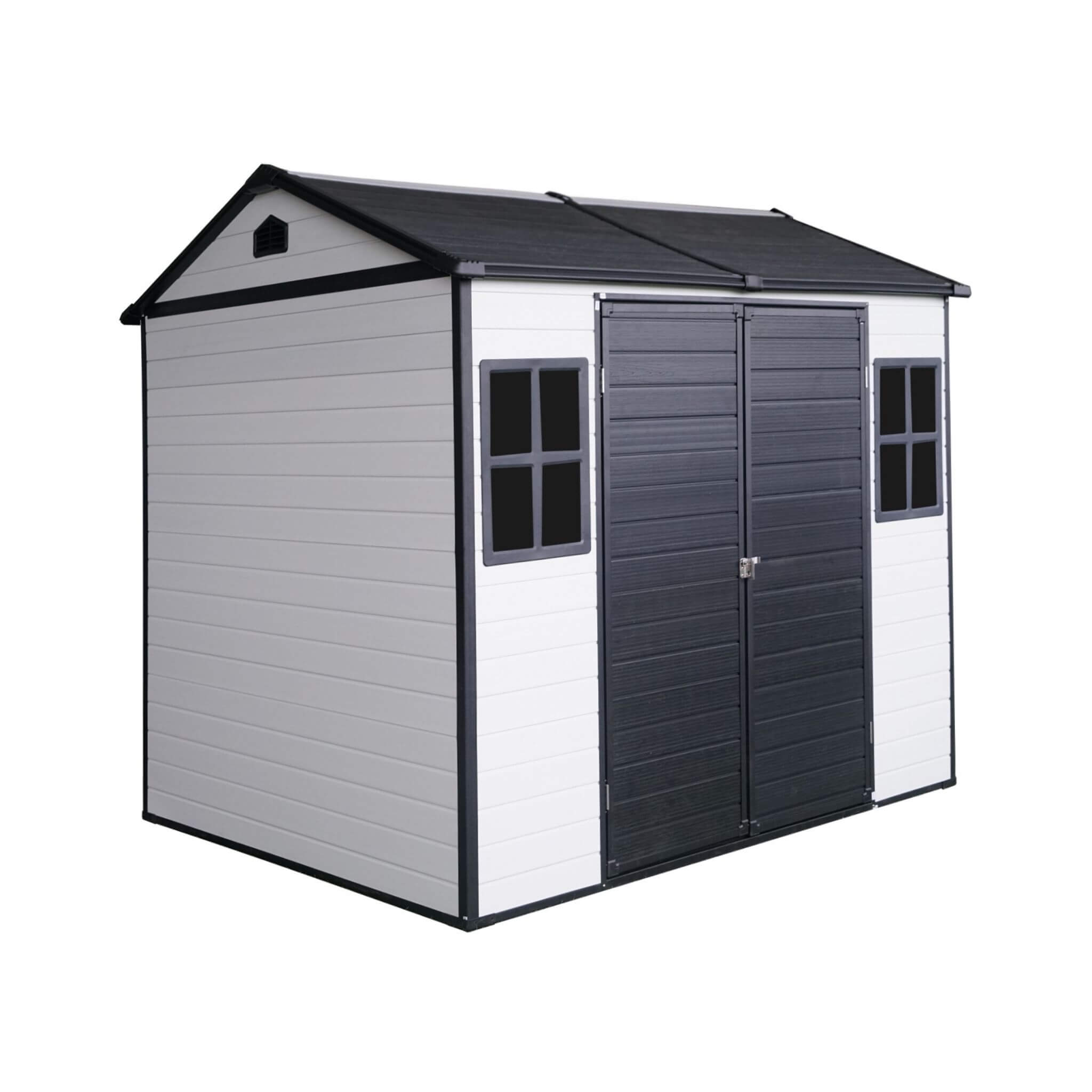 [06X08FT] Alora Heavy-Duty Outdoor Resin Storage Shed With Lockable Doors And Built-In Floor (SAK26342)