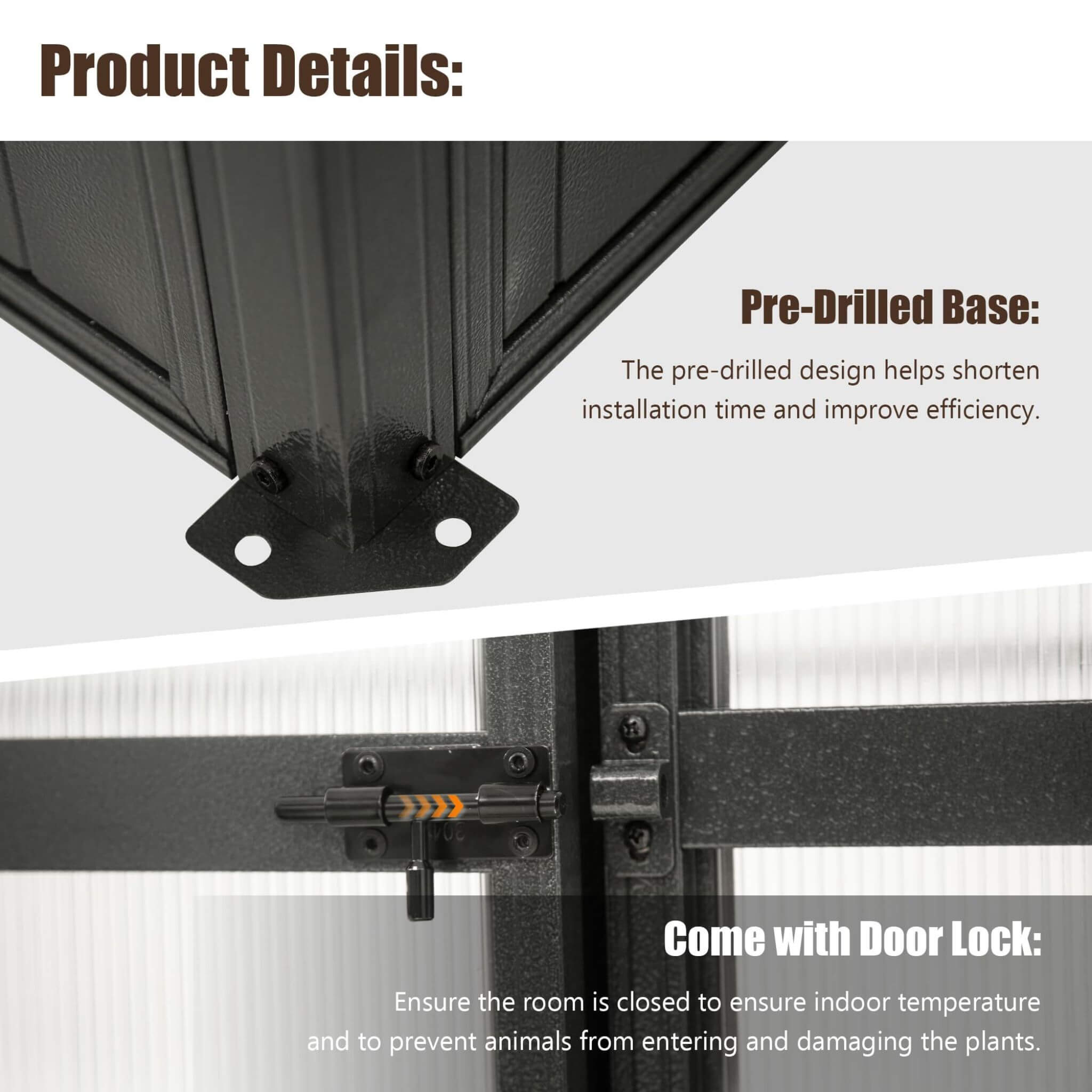 [06X08FT] Heavy-Duty Outdoor Polycarbonate Greenhouse With Fully Automatic Temperature Control Vent (SAK51892)