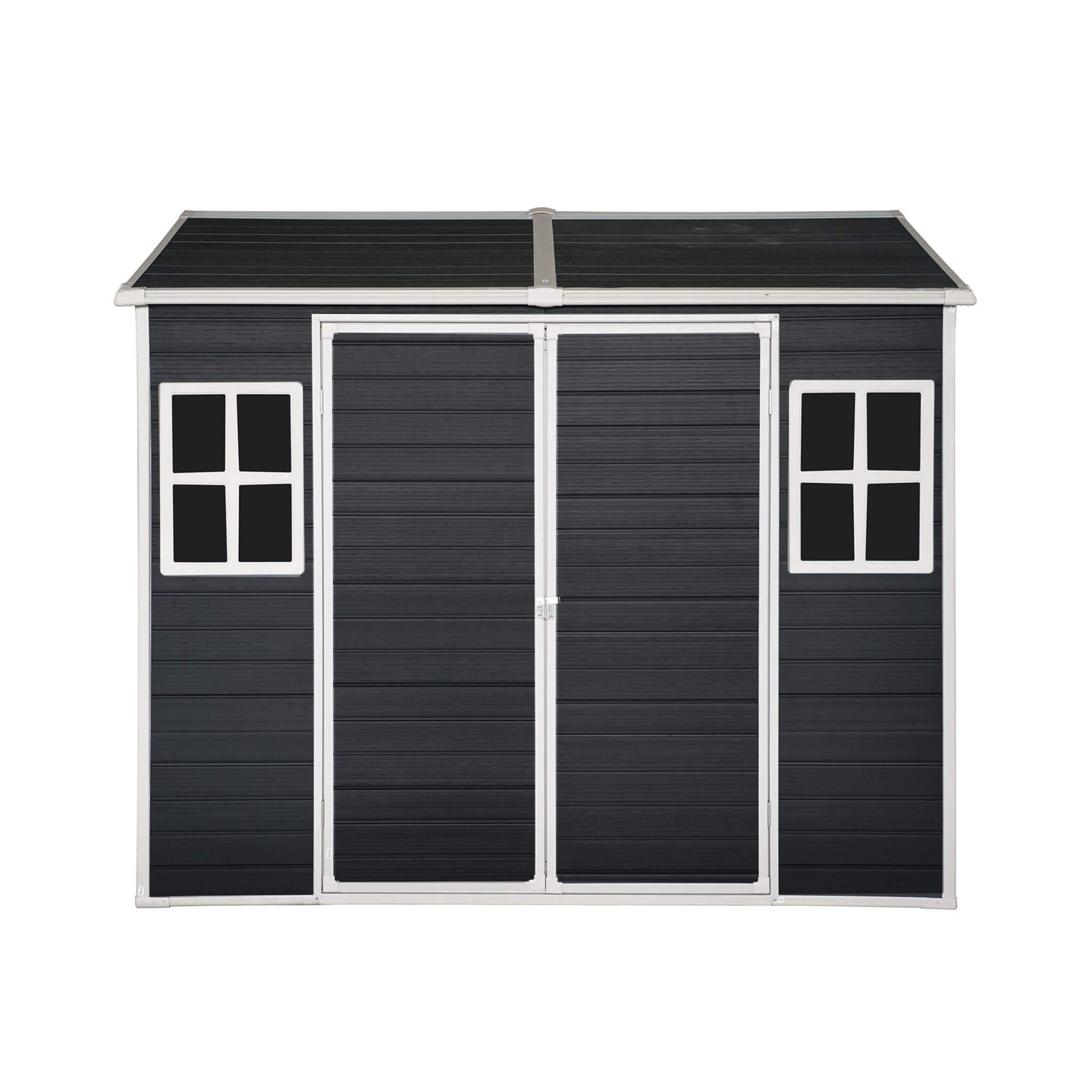 [06X08FT] Alora Outdoor Resin Patio Garden Shed With Floor, 2 Windows, And Lockable Doors (SAK54953)