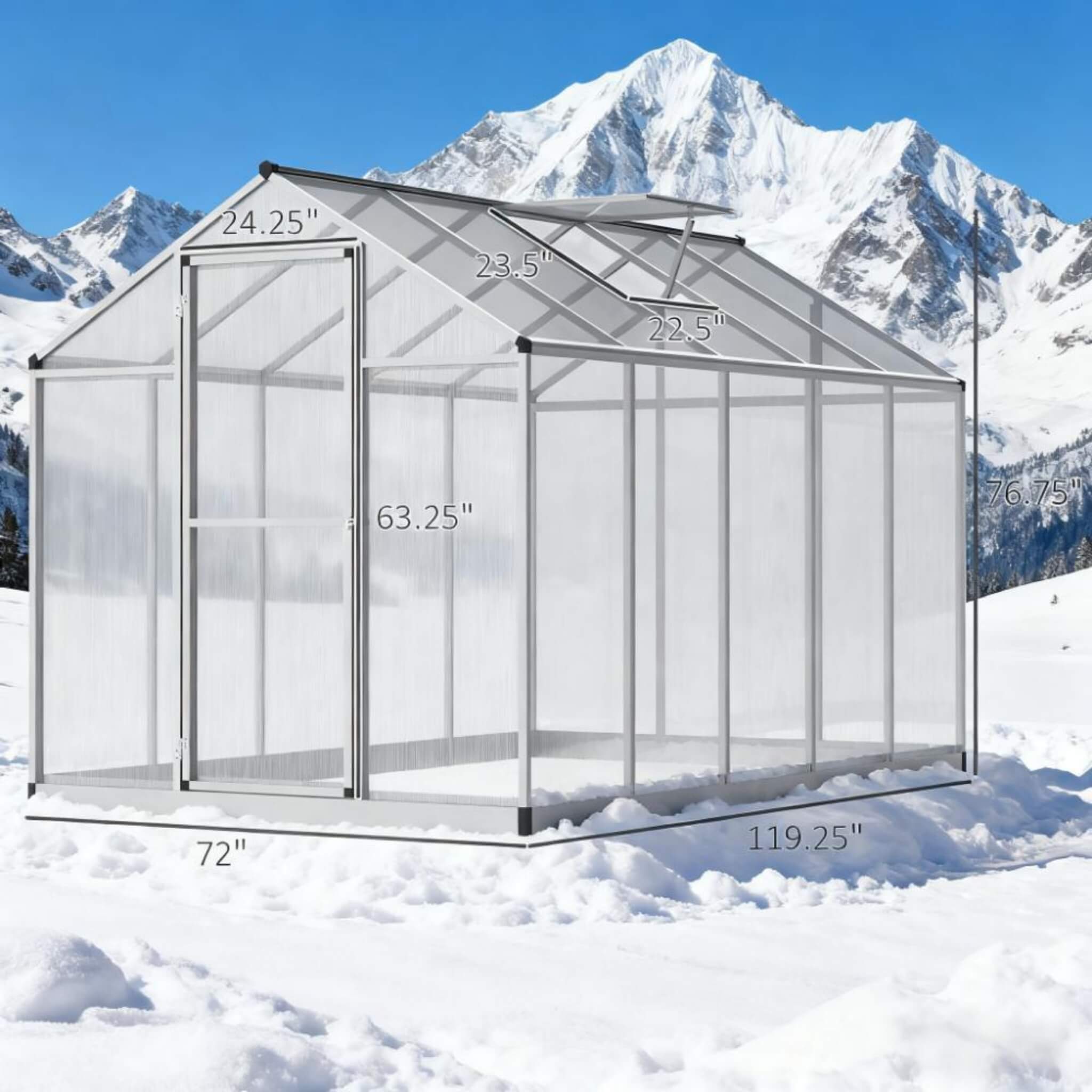 [06X10FT] Alora Large Walk-In Backyard Greenhouse W/ Rainwater Collection System And Roof Vent (SAK93581)