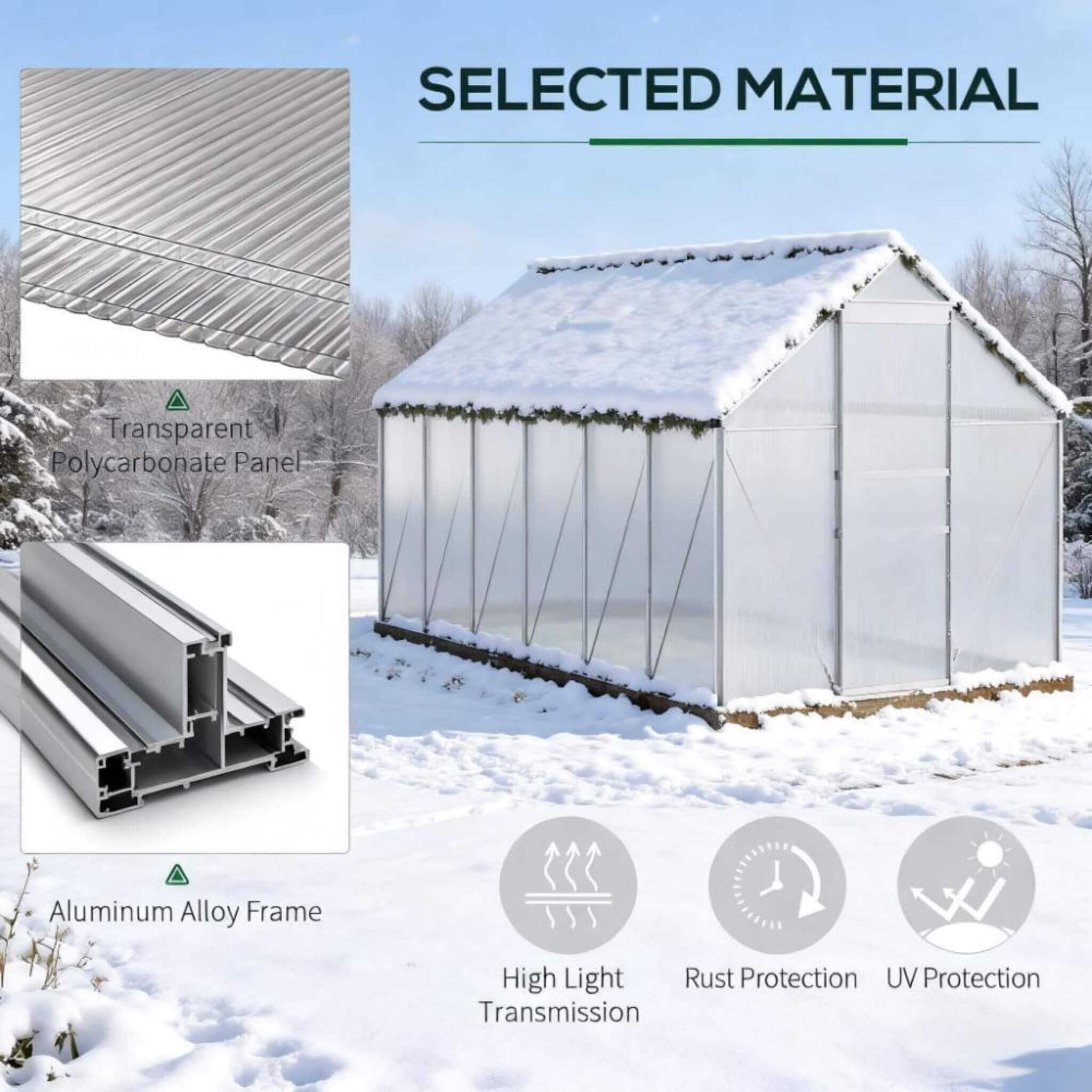 [06X12FT] Heavy-Duty Aluminum Walk-In Greenhouse With Rooftop Vent And Sliding Door (SAK69048)