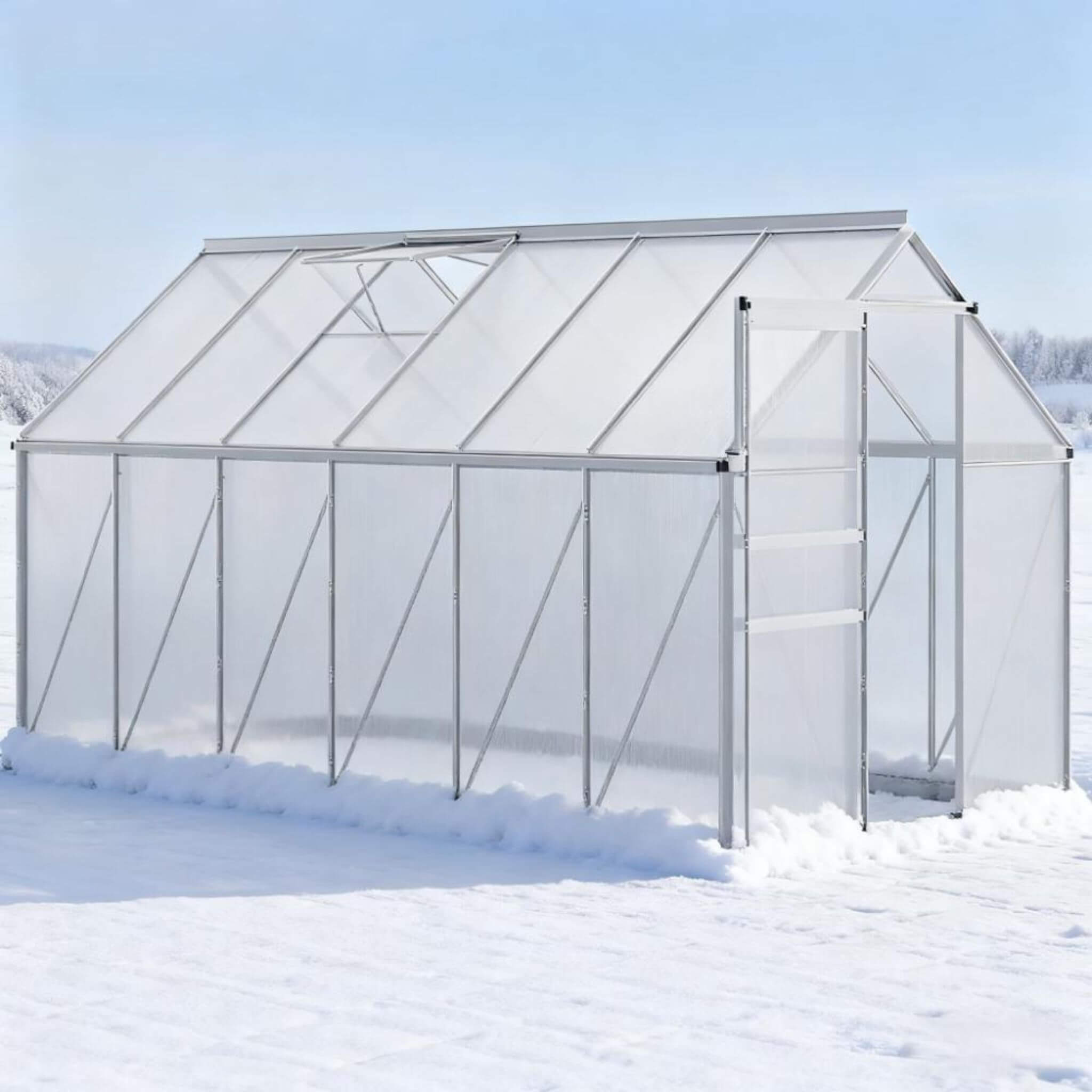[06X12FT] Heavy-Duty Aluminum Walk-In Greenhouse With Rooftop Vent And Sliding Door (SAK69048)