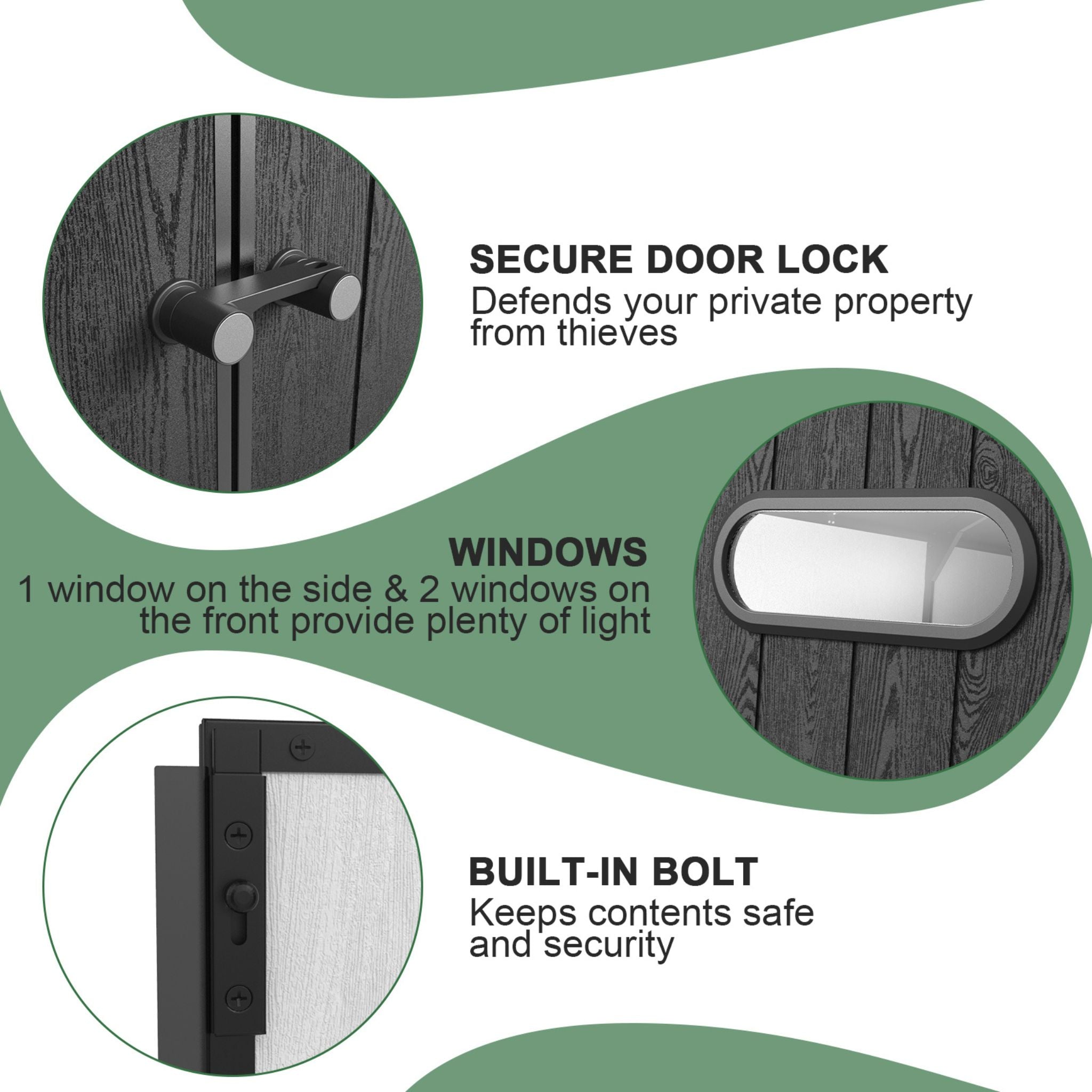 [07X10FT] Alora Heavy-Duty Weather-Resistant Polypropylene Storage Shed With Floor And Reinforced Steel Frame (SAK67455)