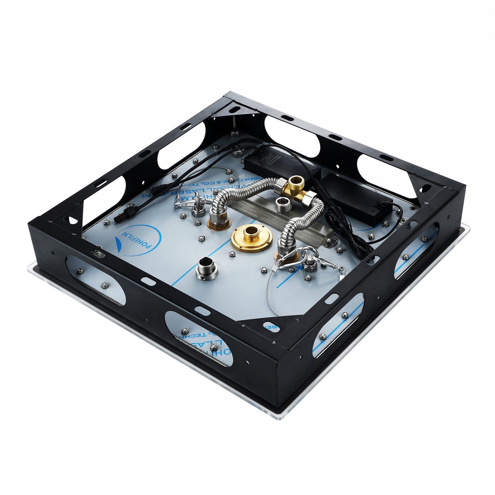 Flushed Mounted Matte Black 16'' x 16'' Shower Head: Featuring 64 LED Lights, Music, Rainfall, Waterfall, Mist, 360 Degrees Rotation, and Hydro Jet Technology