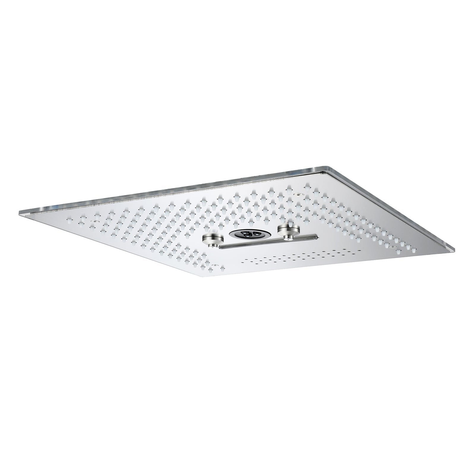 Flushed Mounted Brushed Nickel 16'' x 16'' Shower Head: Featuring 64 LED Lights, Music, Rainfall, Waterfall, Mist, 360 Degrees Rotation, and Hydro Jet Technology