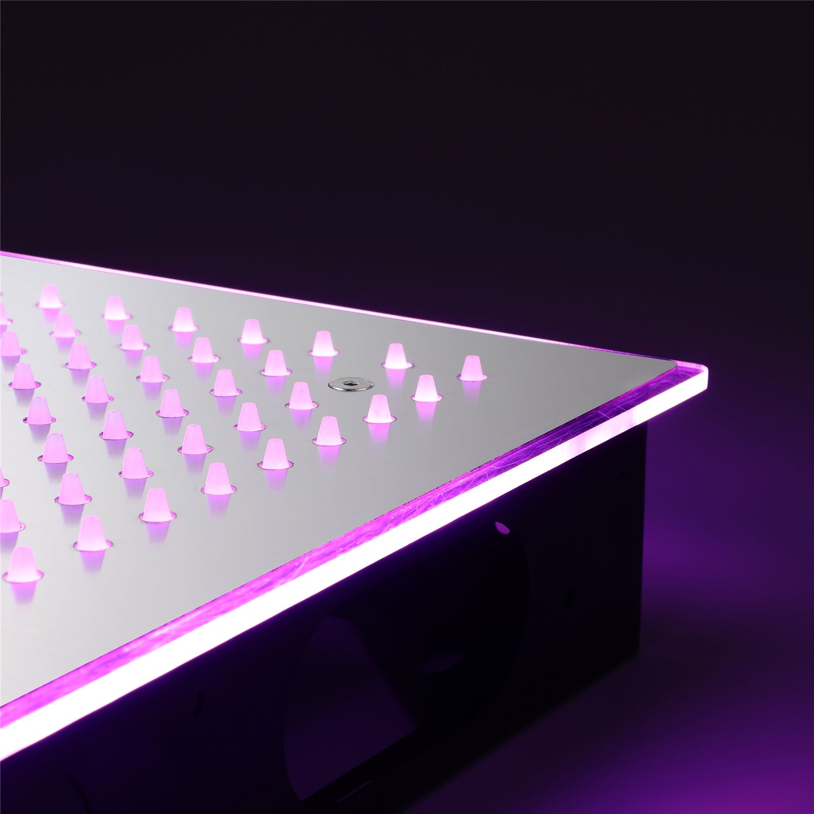 Flushed Mounted Brushed Nickel 16'' x 16'' Shower Head: Featuring 64 LED Lights, Music, Rainfall, Waterfall, Mist, 360 Degrees Rotation, and Hydro Jet Technology