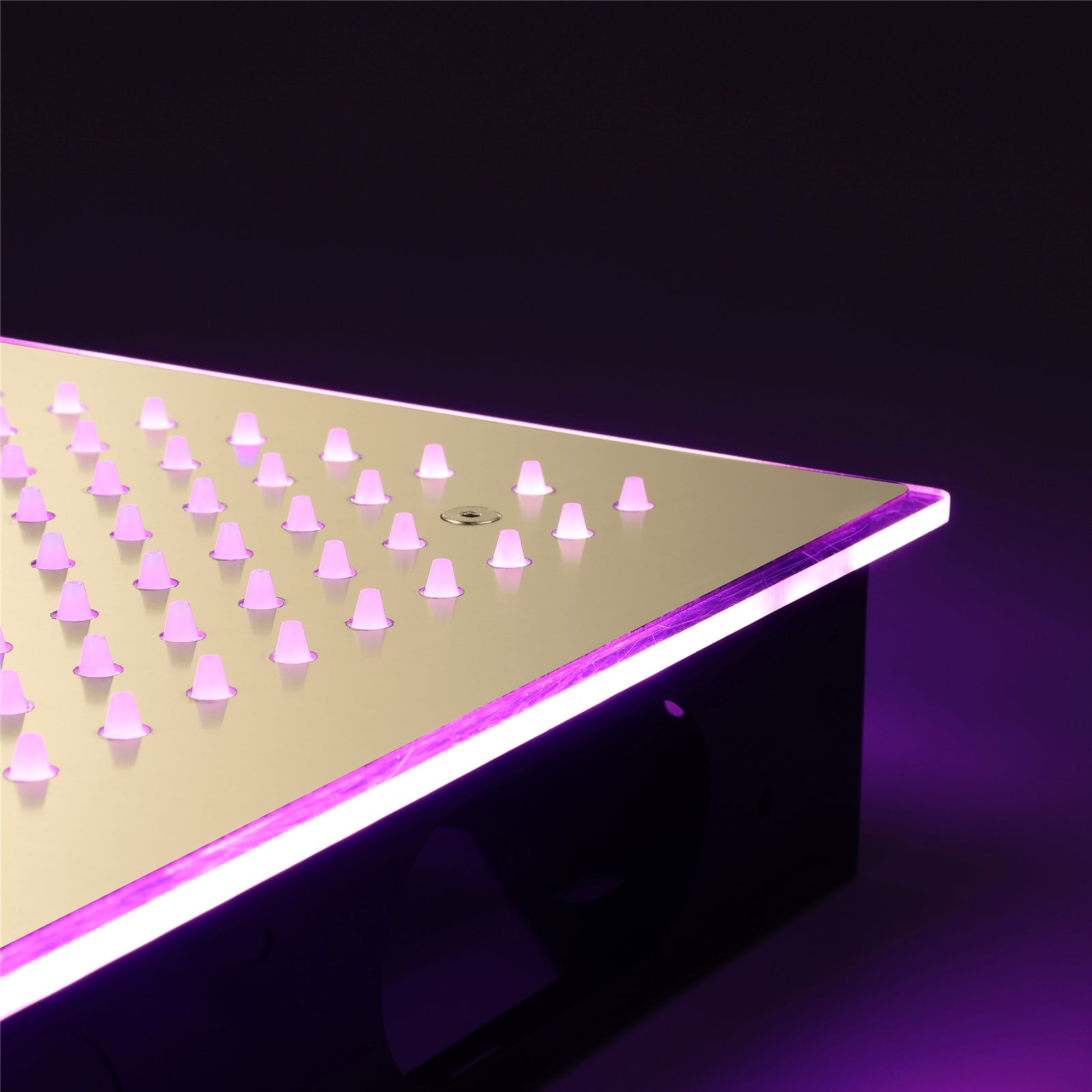 Flushed Mounted Brushed Gold 16'' x 16'' Shower Head: Featuring 64 LED Lights, Music, Rainfall, Waterfall, Mist, 360 Degrees Rotation, and Hydro Jet Technology