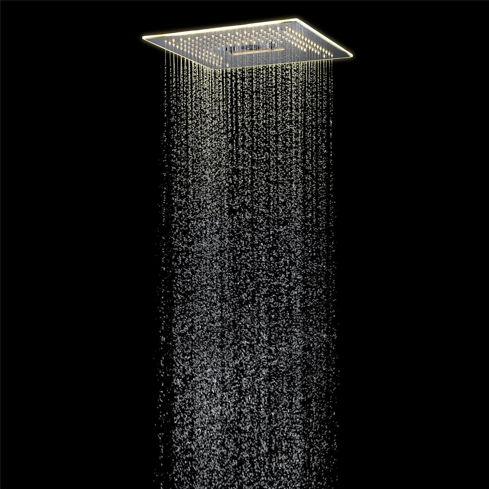 Flushed Mounted Matte Black 16'' x 16'' Shower Head: Featuring 64 LED Lights, Music, Rainfall, Waterfall, Mist, 360 Degrees Rotation, and Hydro Jet Technology