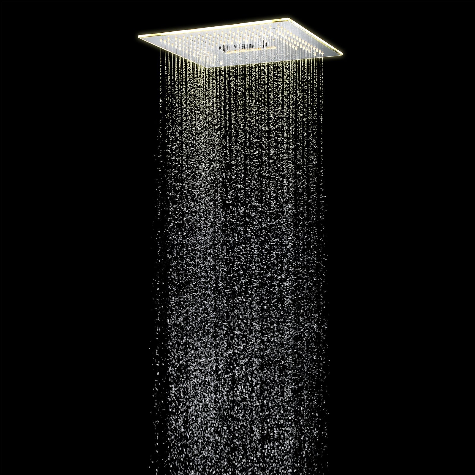 Flushed Mounted Brushed Nickel 16'' x 16'' Shower Head: Featuring 64 LED Lights, Music, Rainfall, Waterfall, Mist, 360 Degrees Rotation, and Hydro Jet Technology
