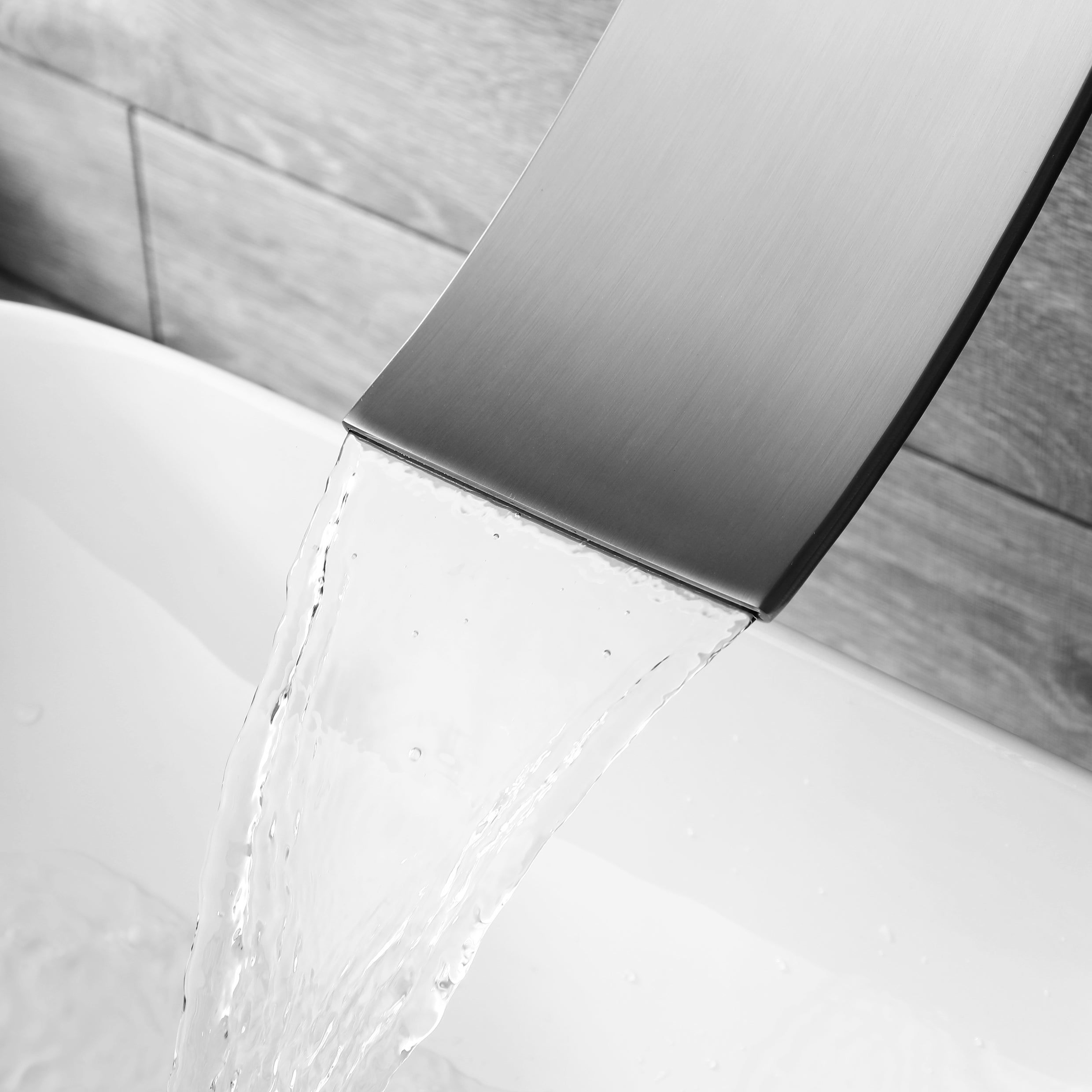 Brushed Nickel Wall Mount Waterfall Bathroom Sink Faucet with Overflow Brass Pop-Up Drain