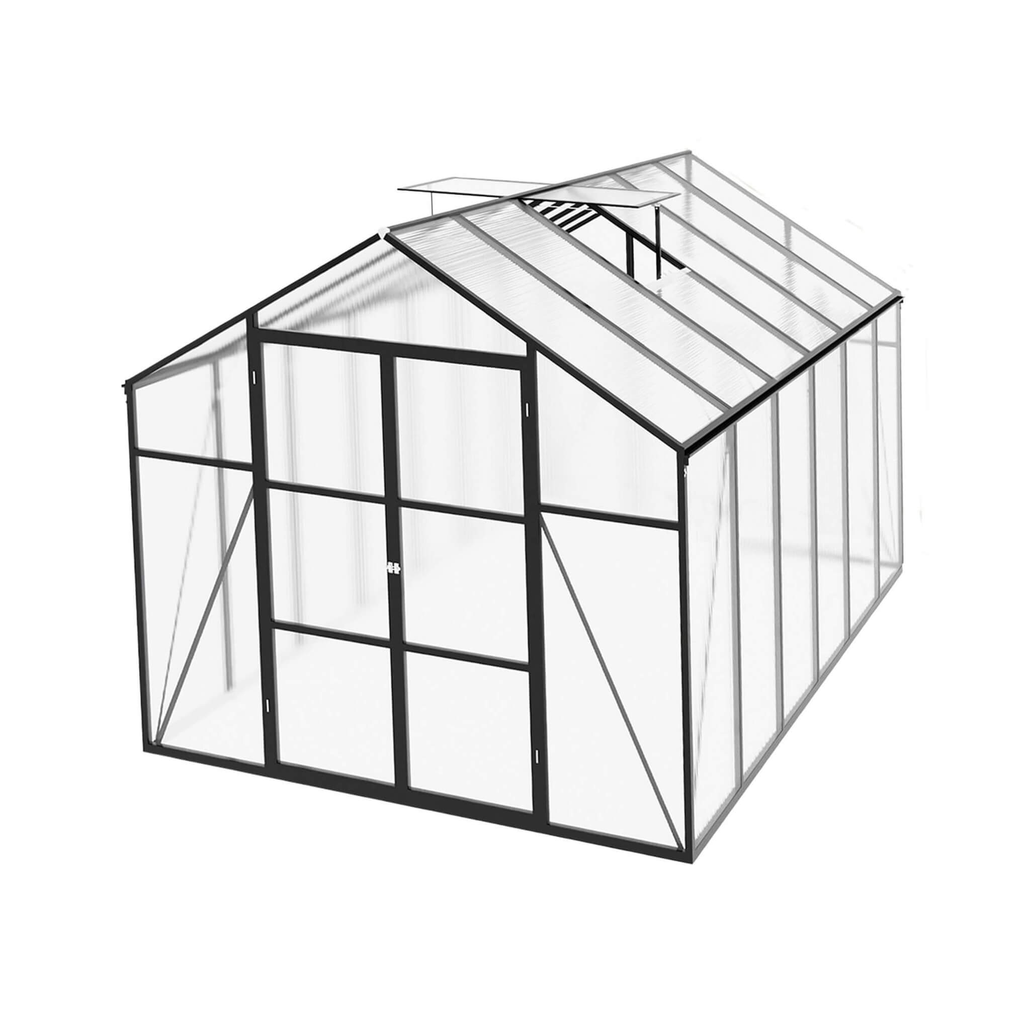 [08X12FT] All-Season Outdoor Backyard Polycarbonate Greenhouse With Raised Base And Aluminum Frame (SAK78614)