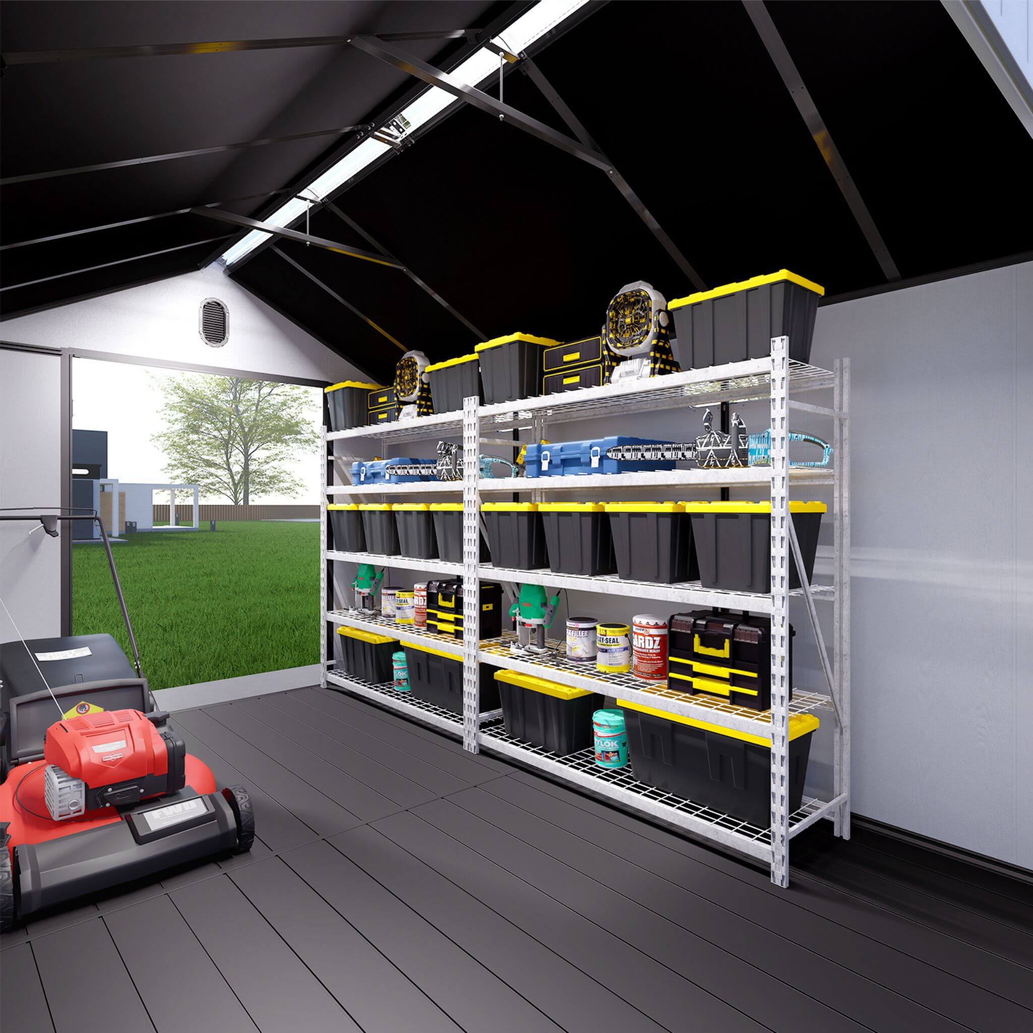 [08X12FT] Alora Large Polypropylene Storage Shed With Reinforced Floor And Lockable Swing Doors (SAK07451)