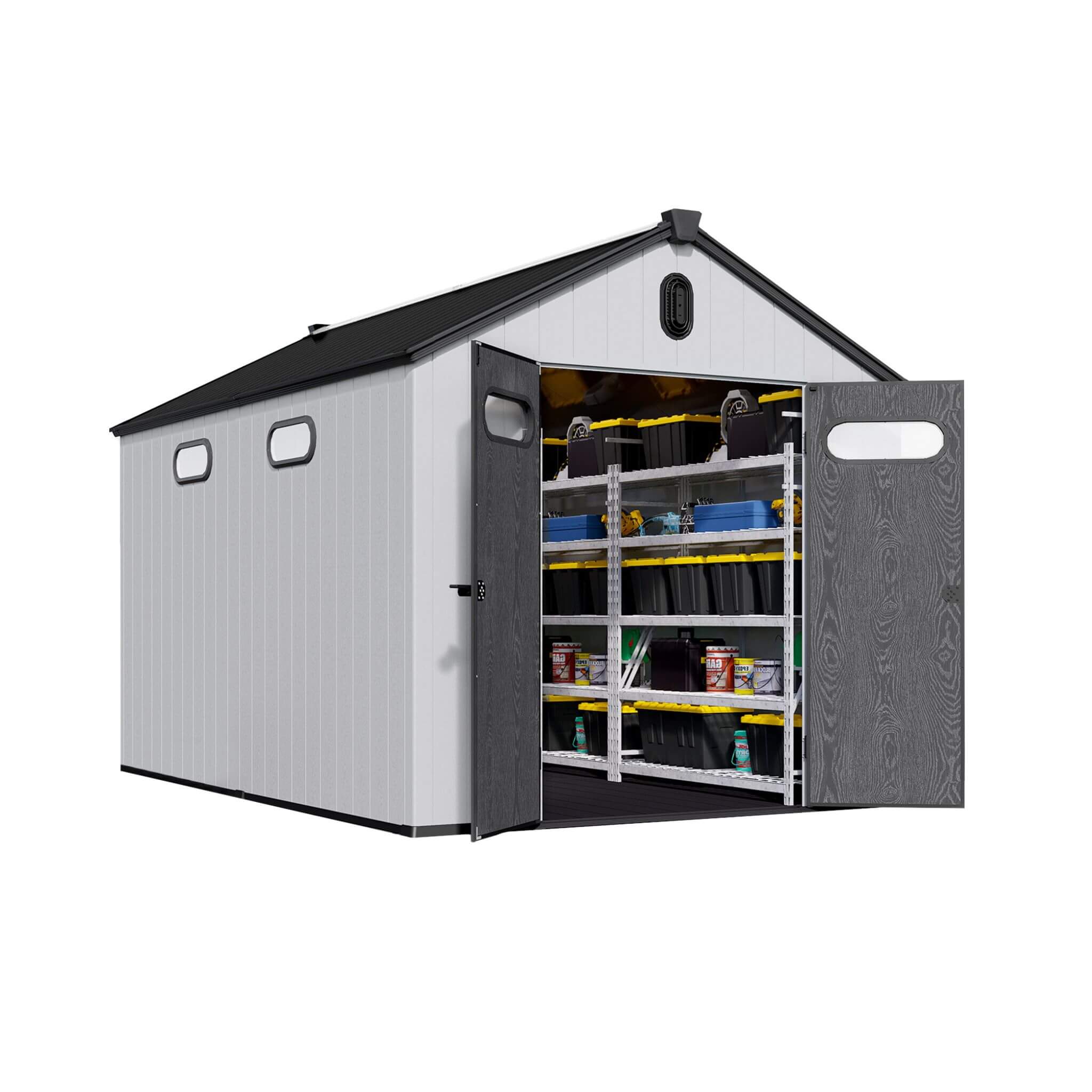 [08X12FT] Alora Large Polypropylene Storage Shed With Reinforced Floor And Lockable Swing Doors (SAK07451)