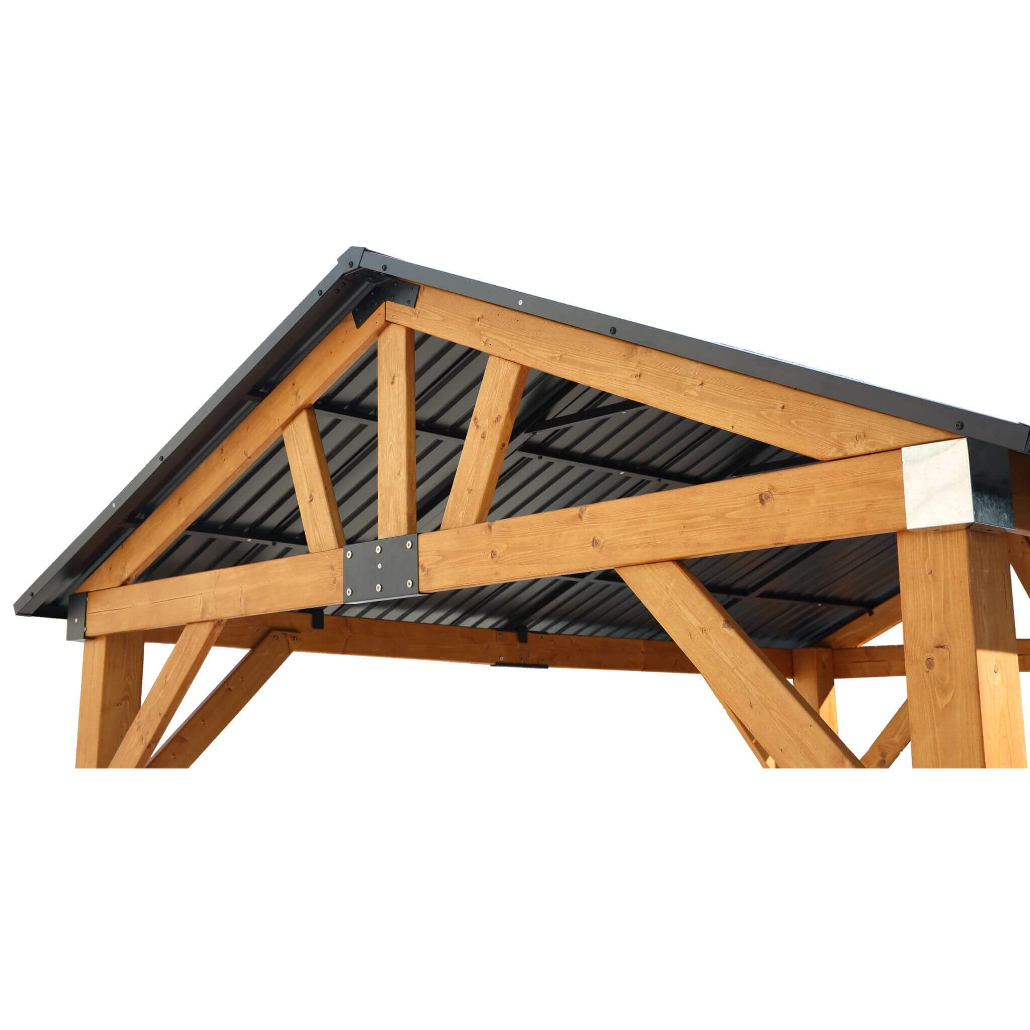 [09X11FT] Alora Heavy-Duty All-Weather Hardtop Wooden Carport Gazebo With Galvanized Steel Roof (SAK39187)