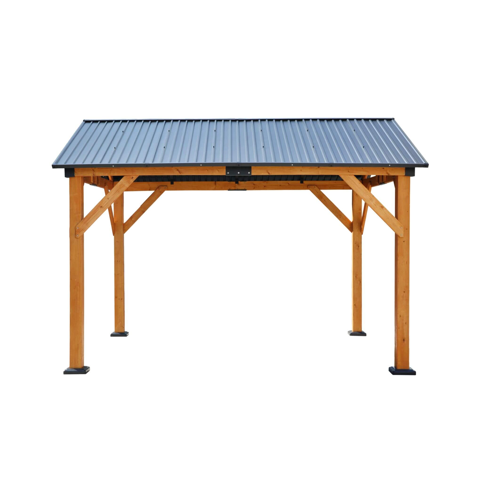 [09X11FT] Alora Heavy-Duty All-Weather Hardtop Wooden Carport Gazebo With Galvanized Steel Roof (SAK39187)
