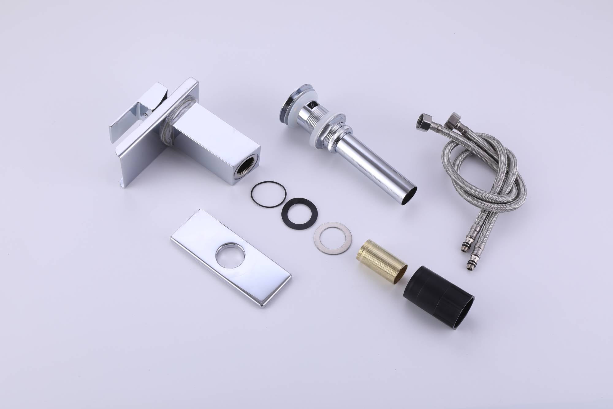 Chrome waterfall 3 LED light single handle brass bathroom faucet with pop up brass drain