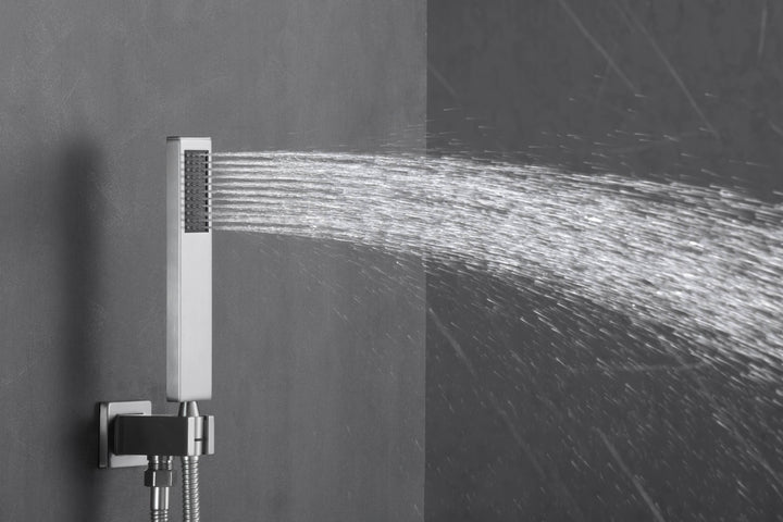 12" Brushed Nickel Thermostatic Shower Faucet: 3-Way Control, LED, Bluetooth Music, Regular Head