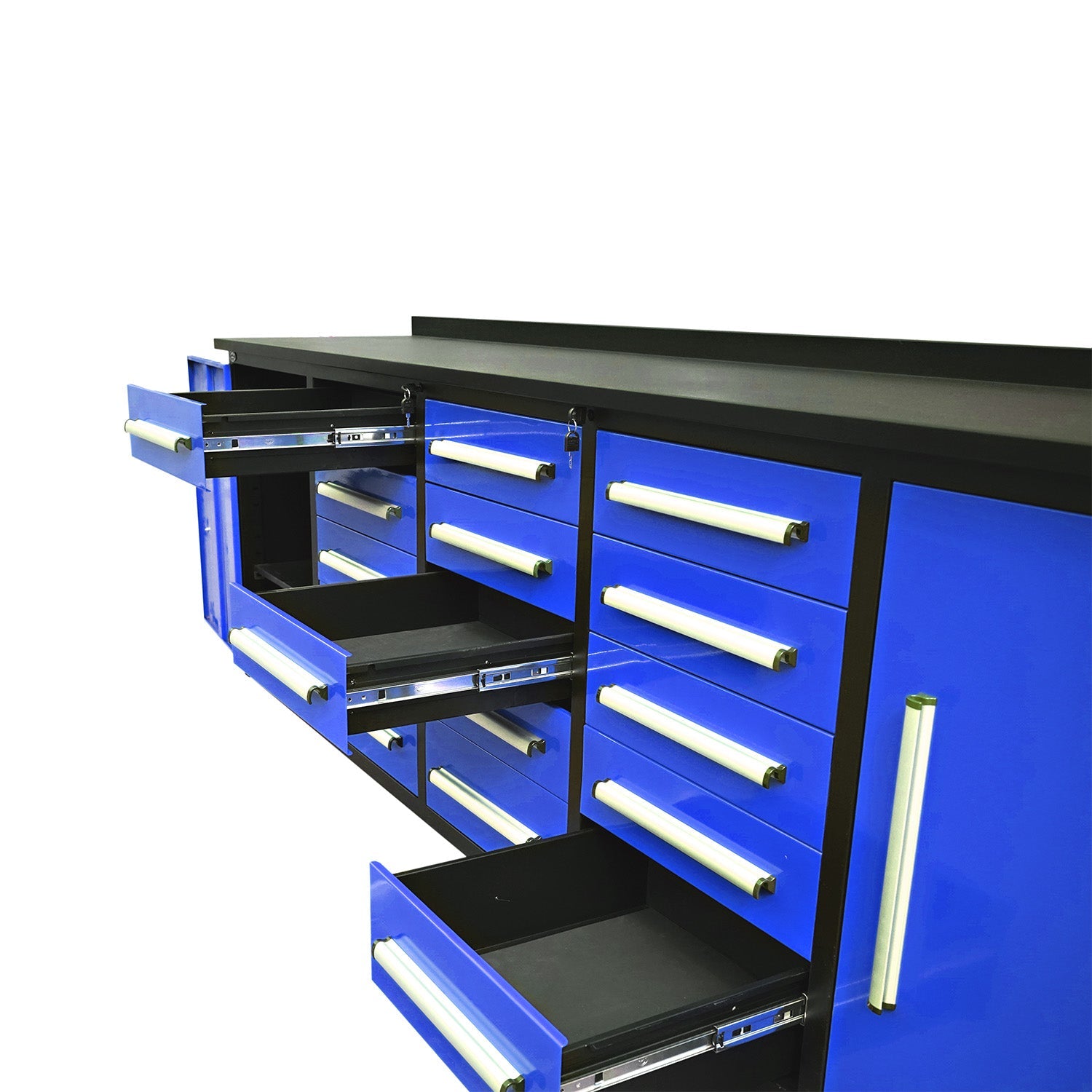 10ft Workbench Storage Cabinet with 15 Drawers & 2 Cabinets