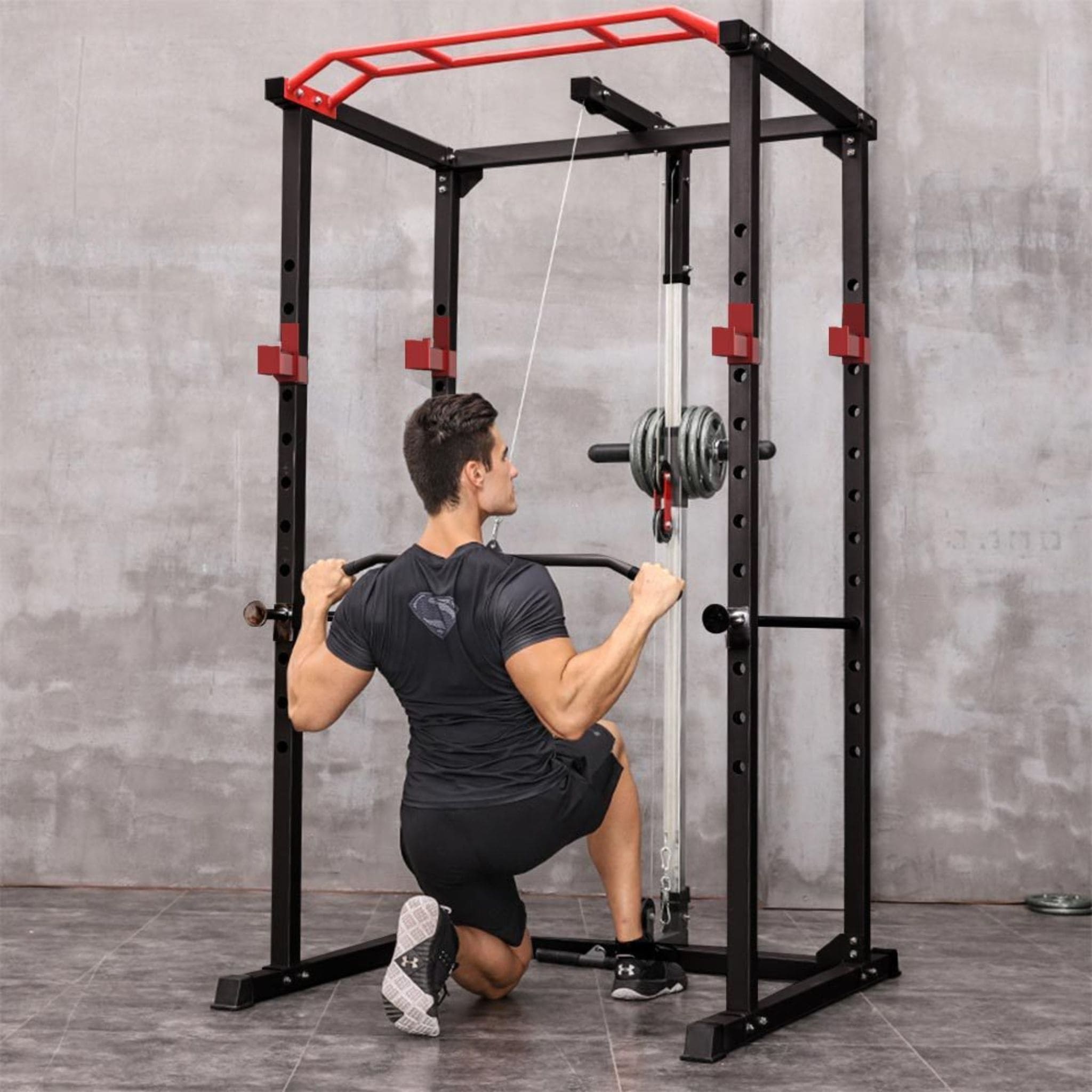 1000LBS Multi-Functional Barbell Rack Squat Power Cage With Weight Bench (SAK35822)