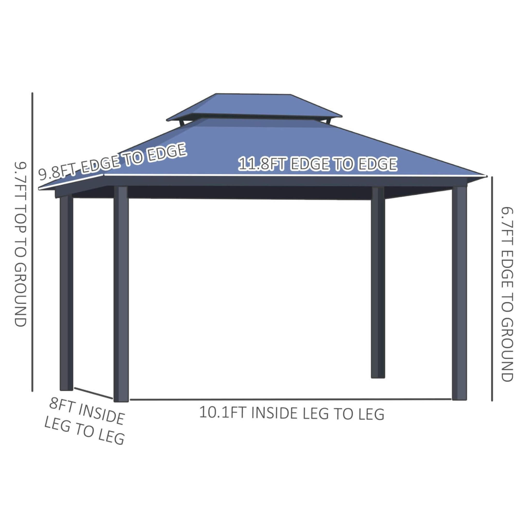 [10X12FT] Alora Hardtop Gazebo Canopy With Polycarbonate Double Roof, Netting, And Curtains (SAK15672)