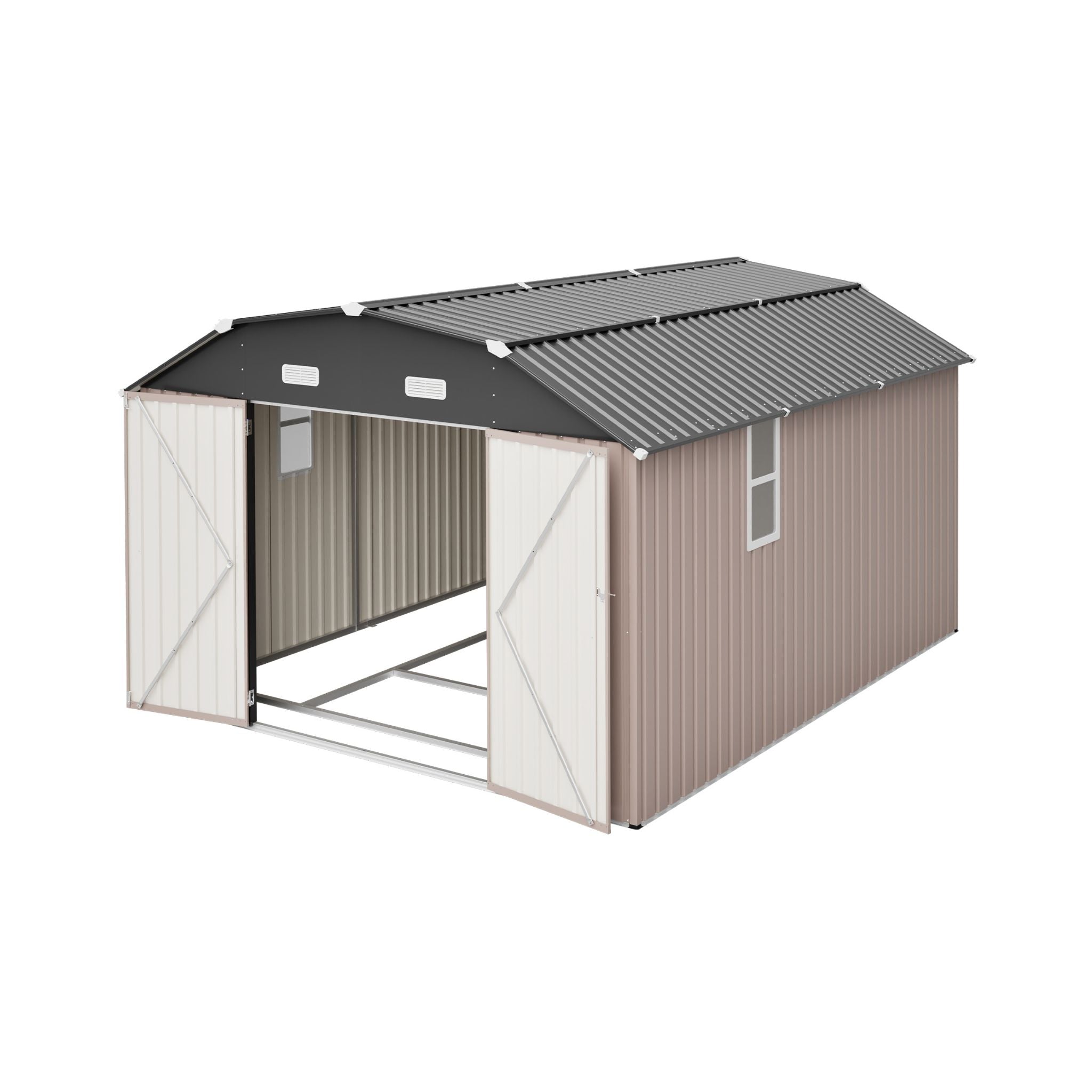 [10X12FT] Alora Heavy-Duty Outdoor Metal Storage Shed With Floor (SAK91820)