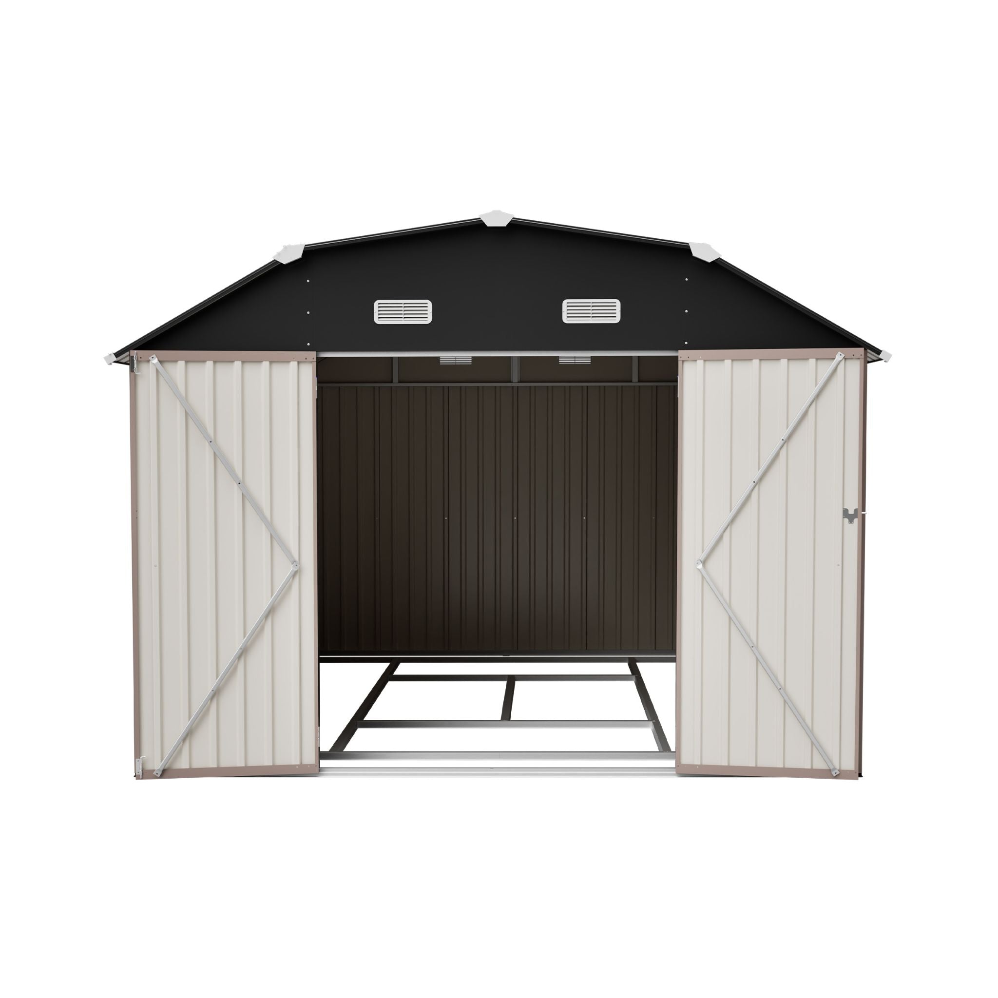 [10X12FT] Alora Heavy-Duty Outdoor Metal Storage Shed With Floor (SAK91820)