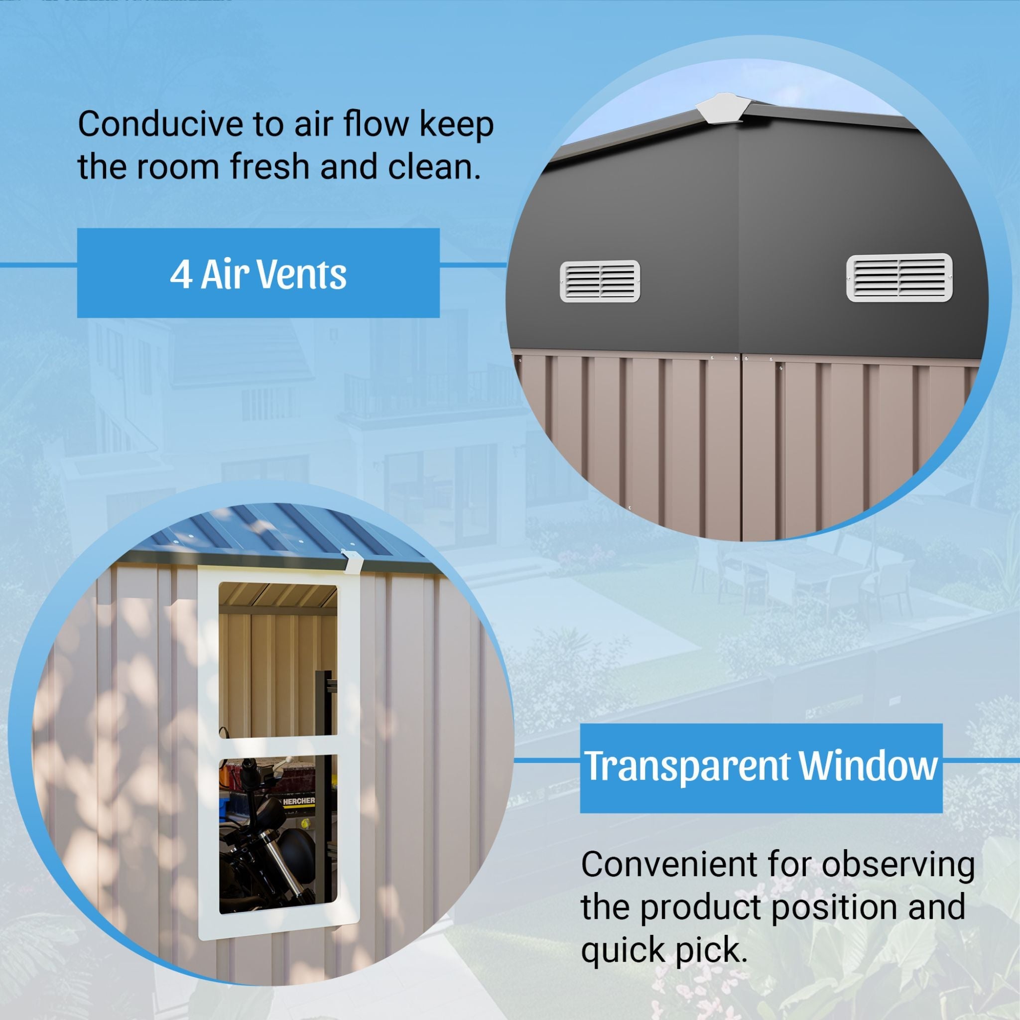 [10X12FT] Alora Heavy-Duty Outdoor Metal Storage Shed With Floor (SAK91820)