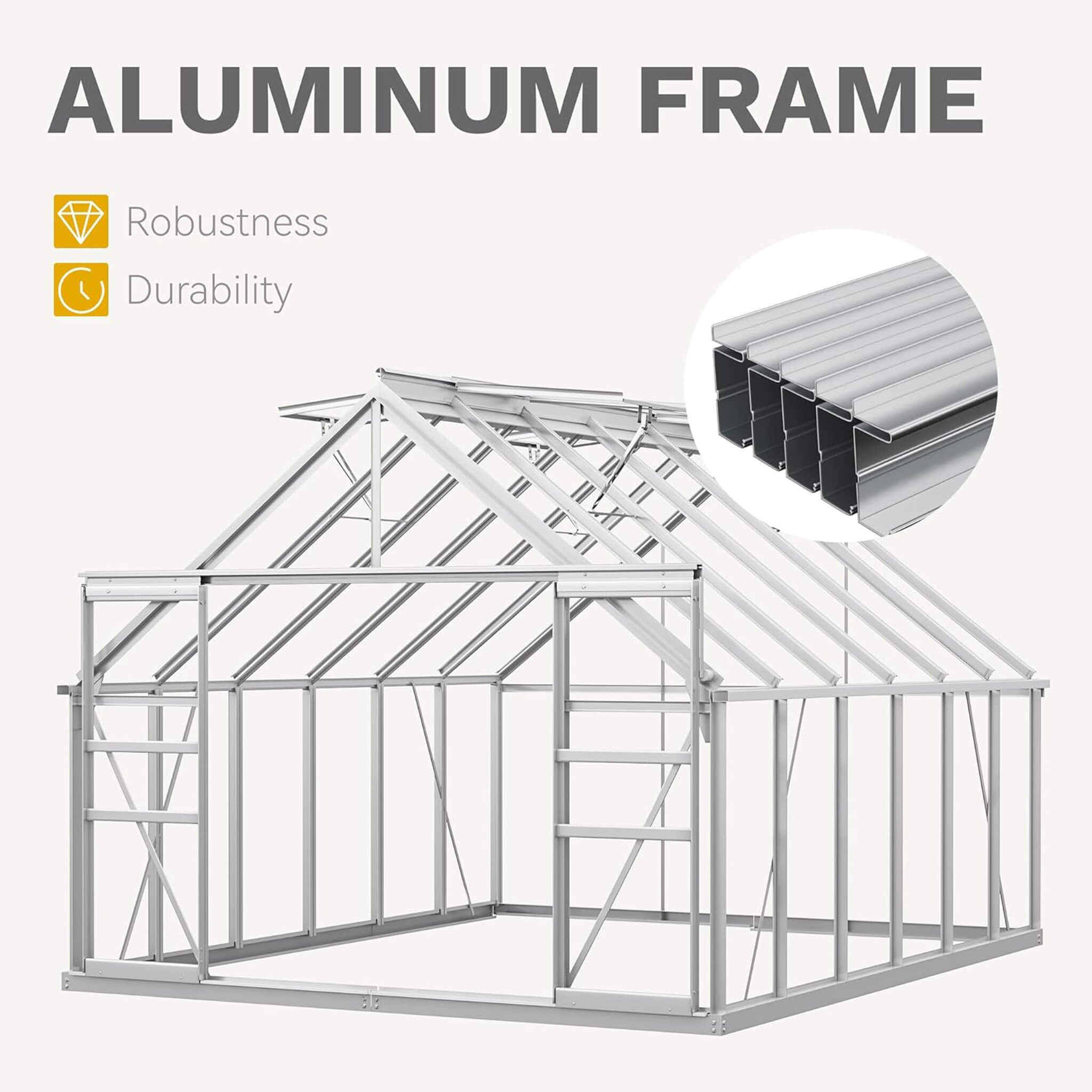 [10X12FT] Large Polycarbonate Walk-In Garden Greenhouse With Vent Window, 4MM (SAK71528)