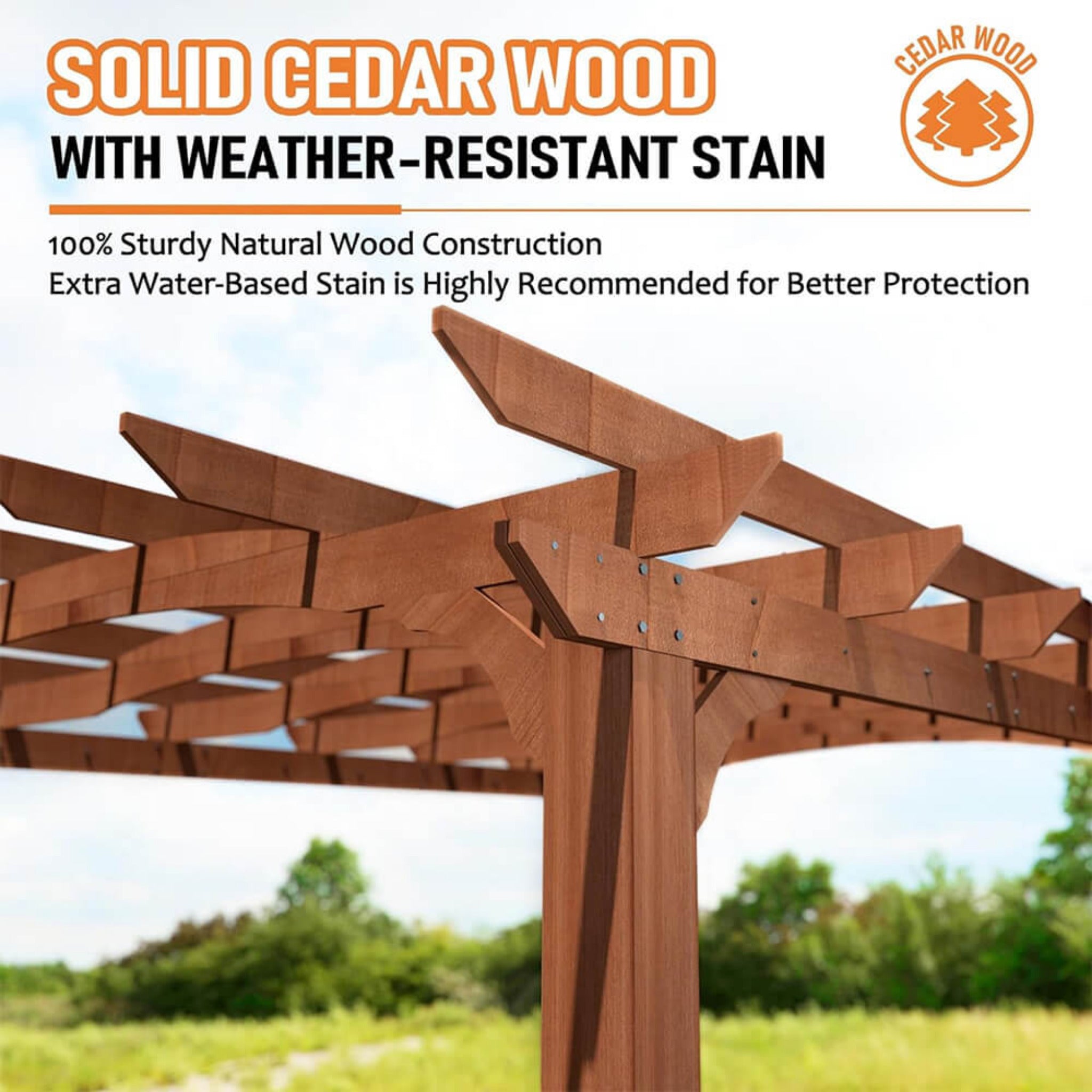 [10X12FT] Alora Premium Outdoor All-Season Backyard Patio Cedar Wood Gazebo Pergola With Arched Roof (SAK42915)