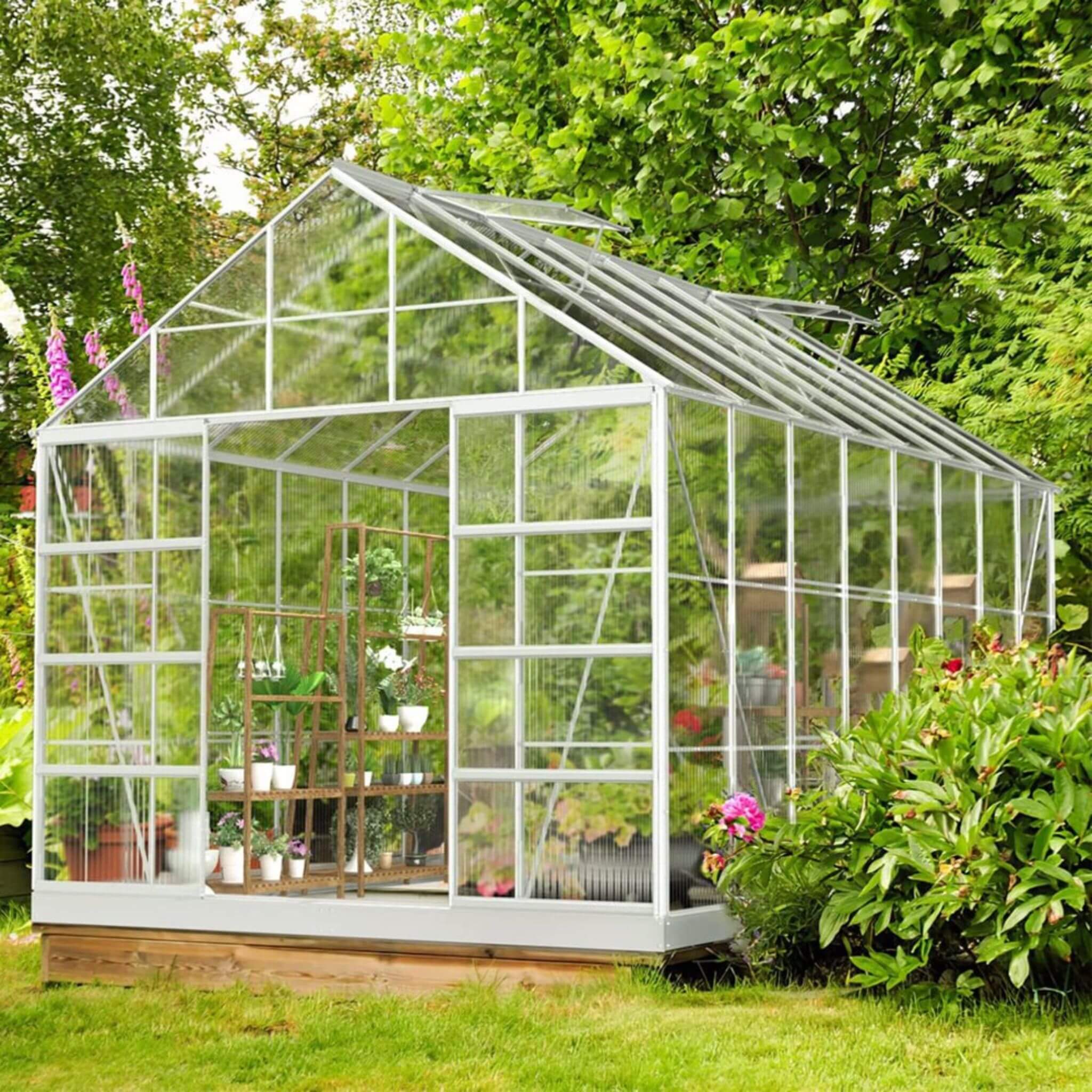 [10X16FT] Extra Large Heavy-Duty Backyard Polycarbonate Aluminum Greenhouse With Sliding Doors And Vents (SAK97526)