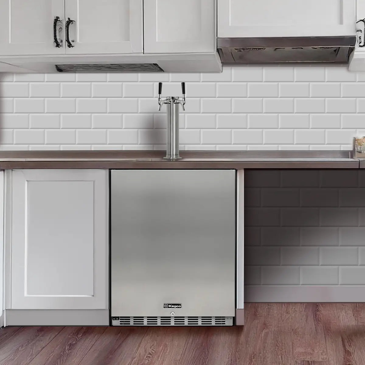 Kegco 24" Wide Dual Tap Stainless Steel Right Hinge Built-in ADA Kegerator with Kit