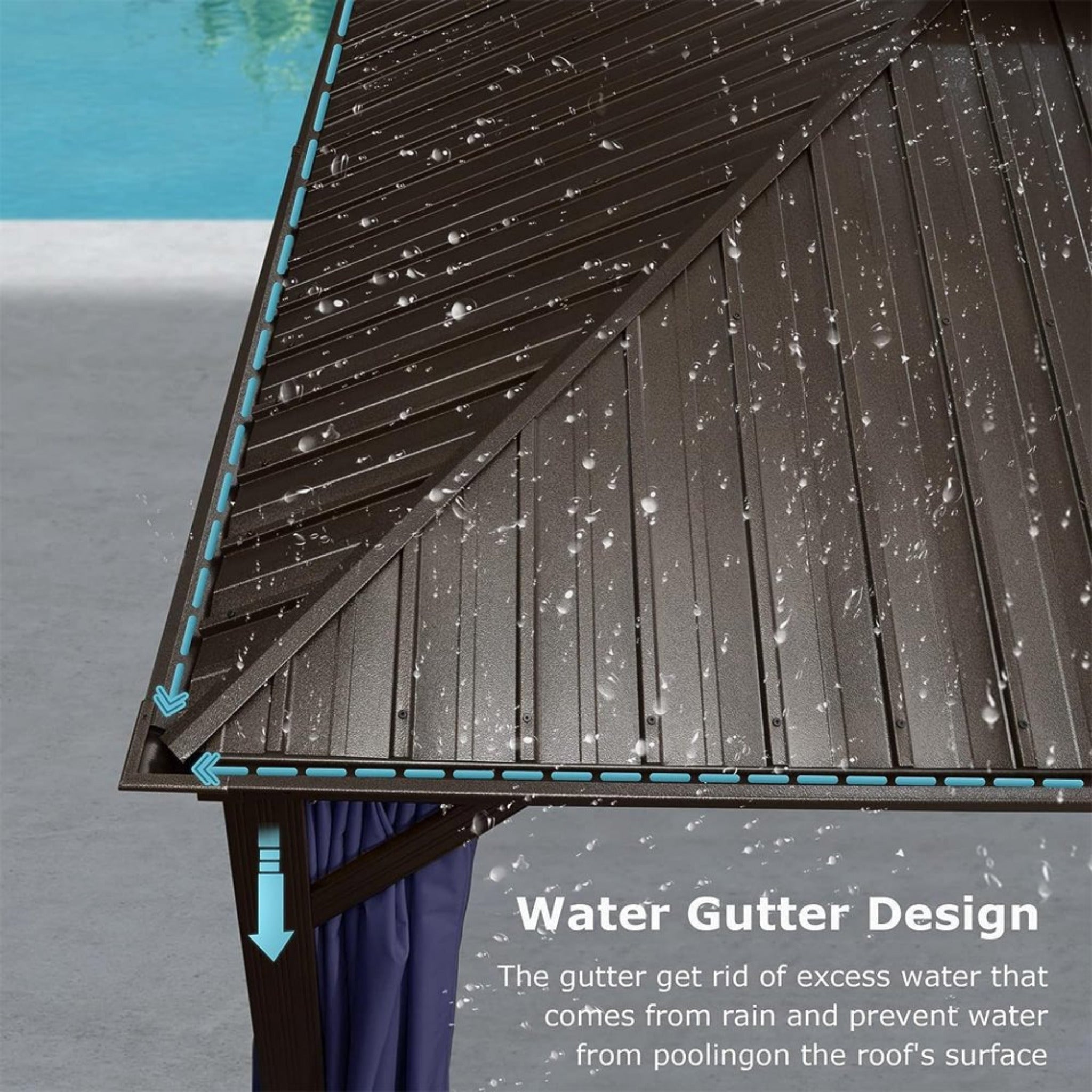 [12X20FT] Heavy-Duty Outdoor Backyard Hardtop Gazebo With Netting And Curtains (SAK18352)