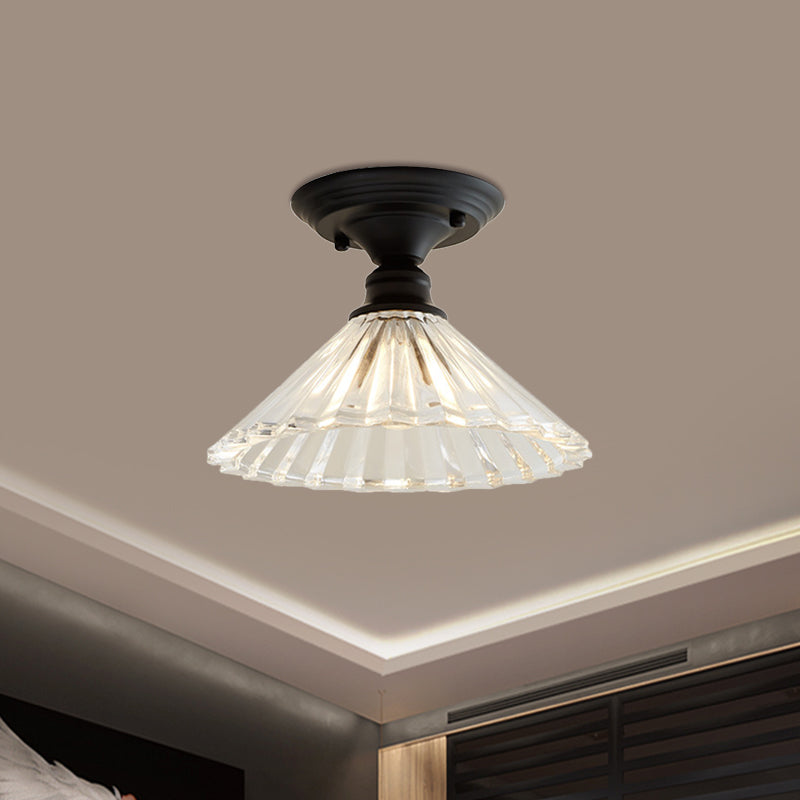 Ximena Industrial Wavy Glass Semi-Flush Mount Light