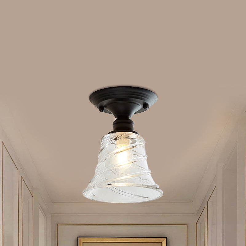 Ximena Industrial Wavy Glass Semi-Flush Mount Light